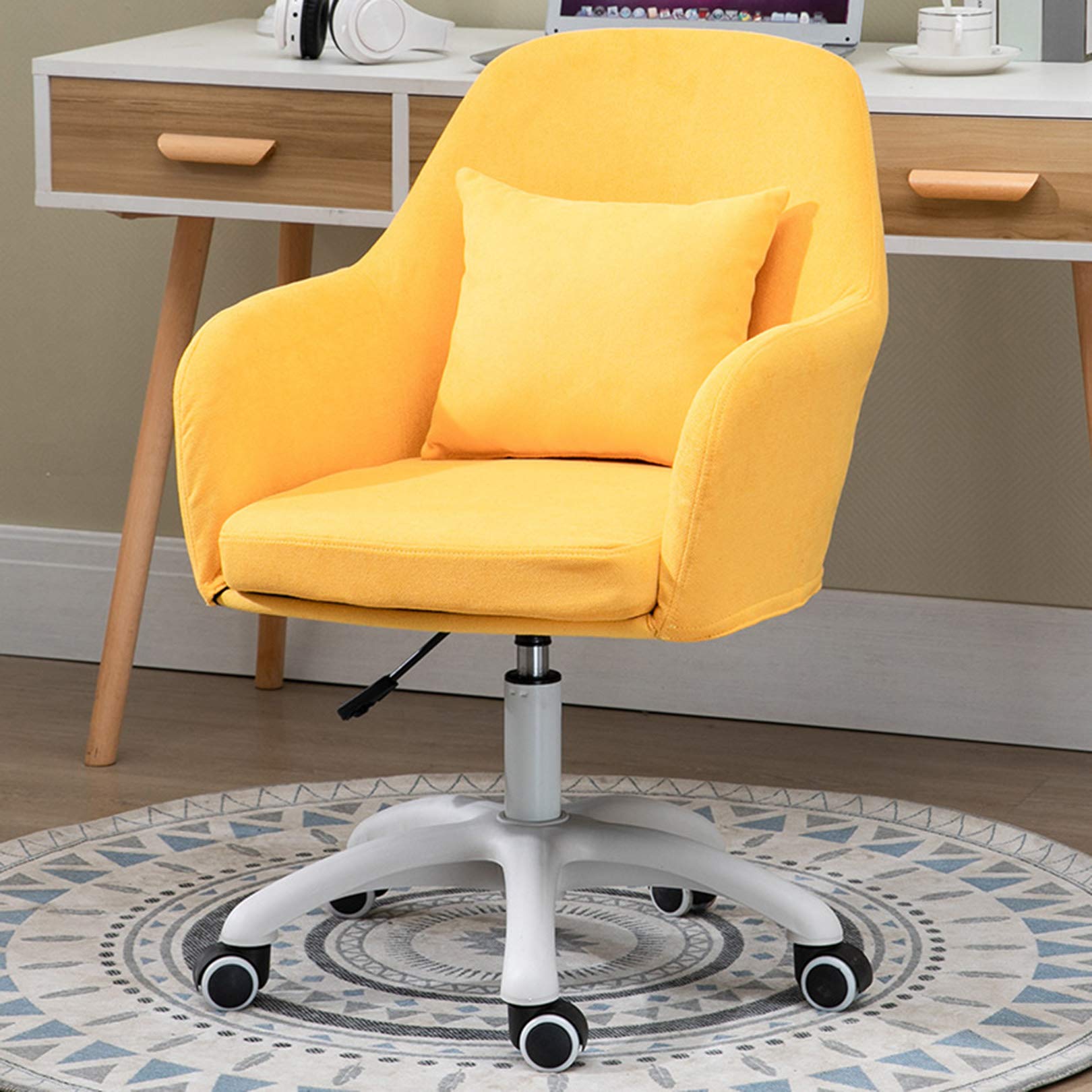 Chaise pivotante ergonomique réglable en hauteur jaune pour soulager votre dos au bureau