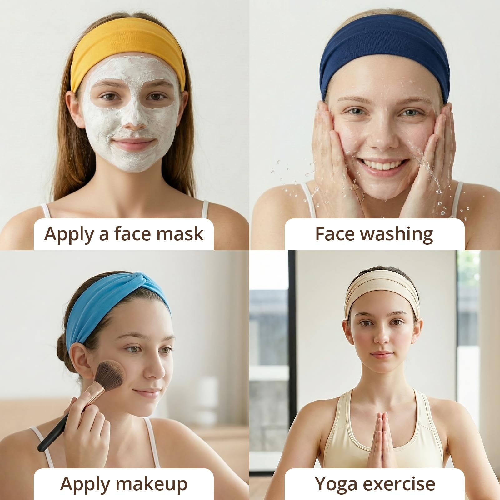 10 fasce larghe in stile bohémien, per donne e ragazze, design con nodo attorcigliato, set di grandi fasce per capelli, per sport, allenamento, yoga