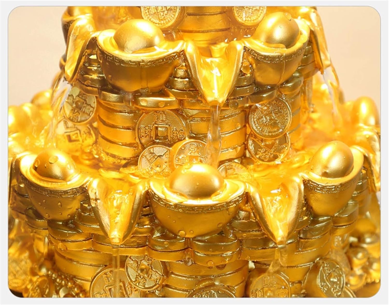 Tabletop Fountain Golden Cornucopia Desktop Waterfall Fountain Wealth Lucky Decoration Indoor Fountain 30cm×24cm×26cm Desktop Fountain