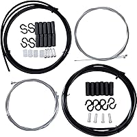 YBEKI 2-in-1 Universal Bike Brake & Shifter Cable Kit - High-Carbon Steel Braided, Anti-Rust, 3000+ Cycles Tested for MTB/Road Bikes (Black)