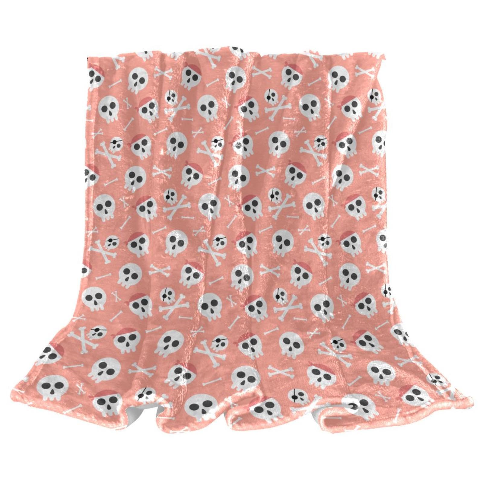 Plaid Crâne Rose couverture polaire chaude et douce de lit
