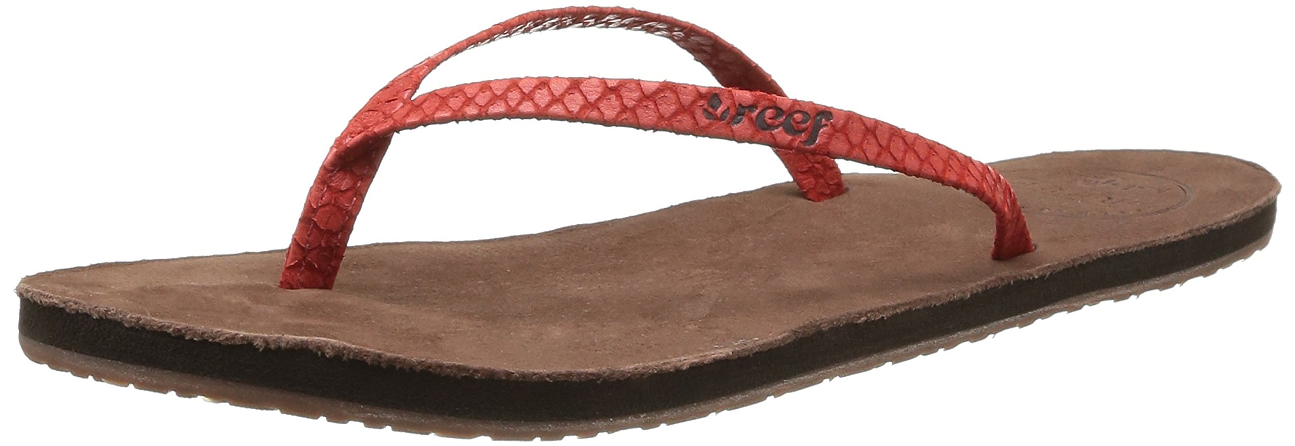Reef Leather Uptown Luxe Flip Flop - Women's Red/Brown, 7.0