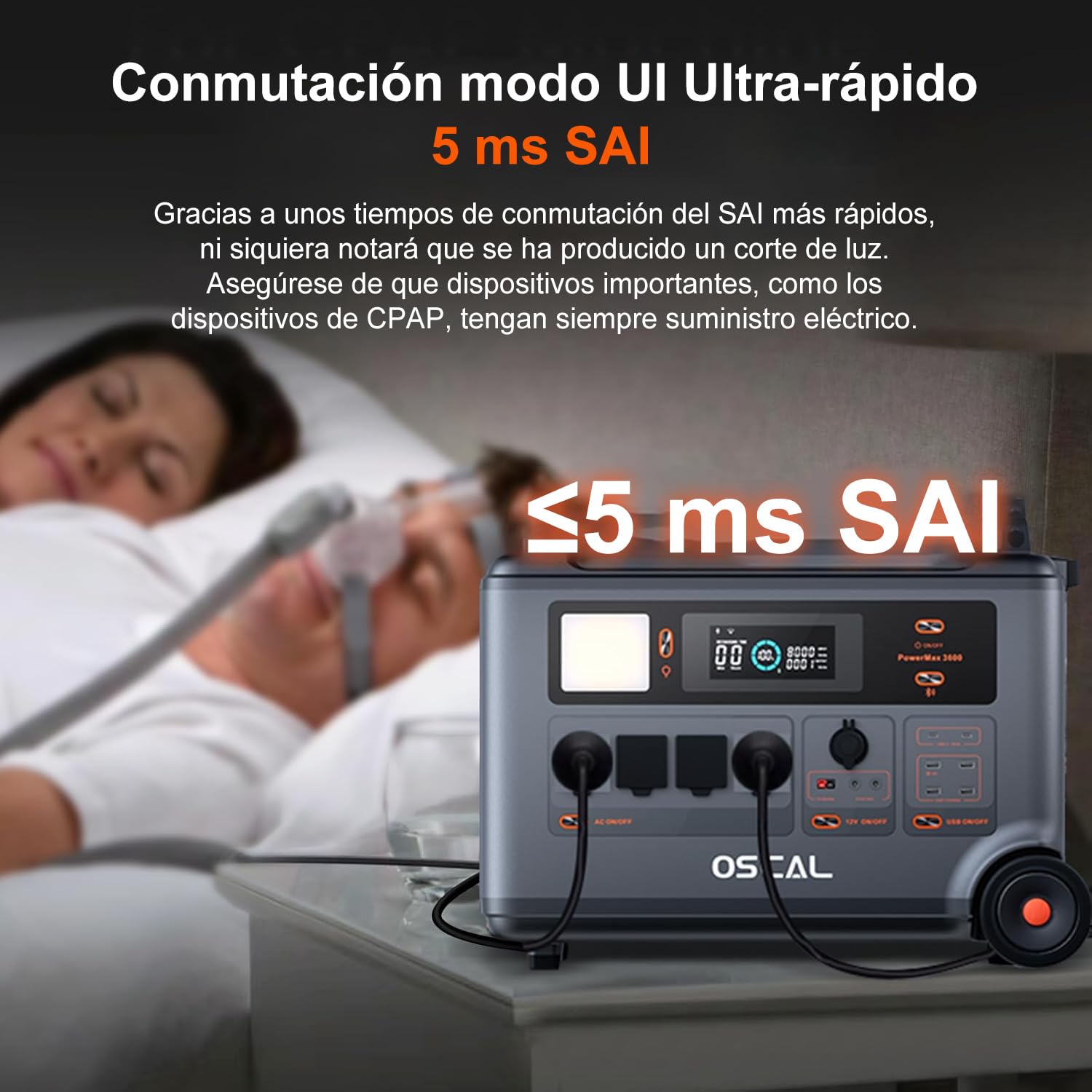 PowerMax 3600SE 3600W (7200W Pico) Estación de Energia Portatil, 3600Wh Generador Solar, Carga Rápida 1h, Batería LiFePO4, UPS, 14 Puertos, Power Station para Camping, Caravana, Hogar