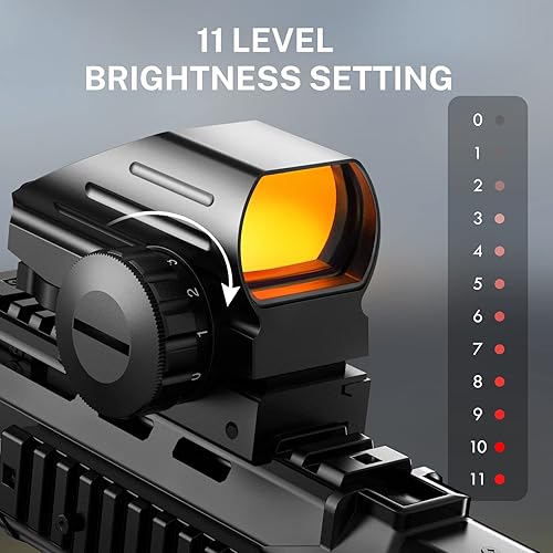 Vista 4 de EZshoot Mira de Reflexión con 4 Retículas, Mira de Punto Rojo, Óptica Holográfica Reflex con Montura de Carril de 20mm, Co-Witness Absoluto