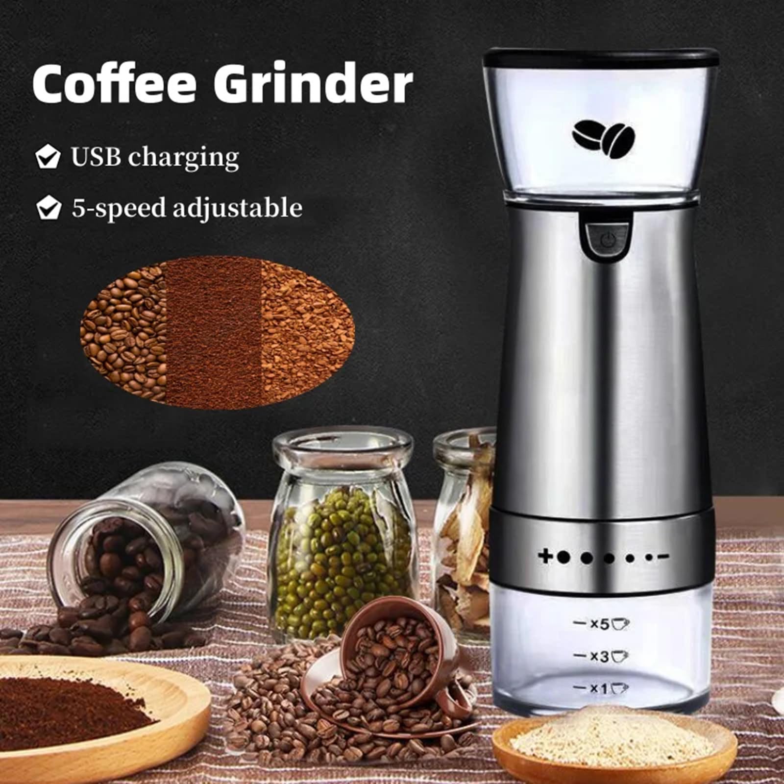 Moulin à café électrique Portable, broyeur alimentaire Rechargeable par USB, adapté aux herbes, épices, céréales, accessoires de cuisine