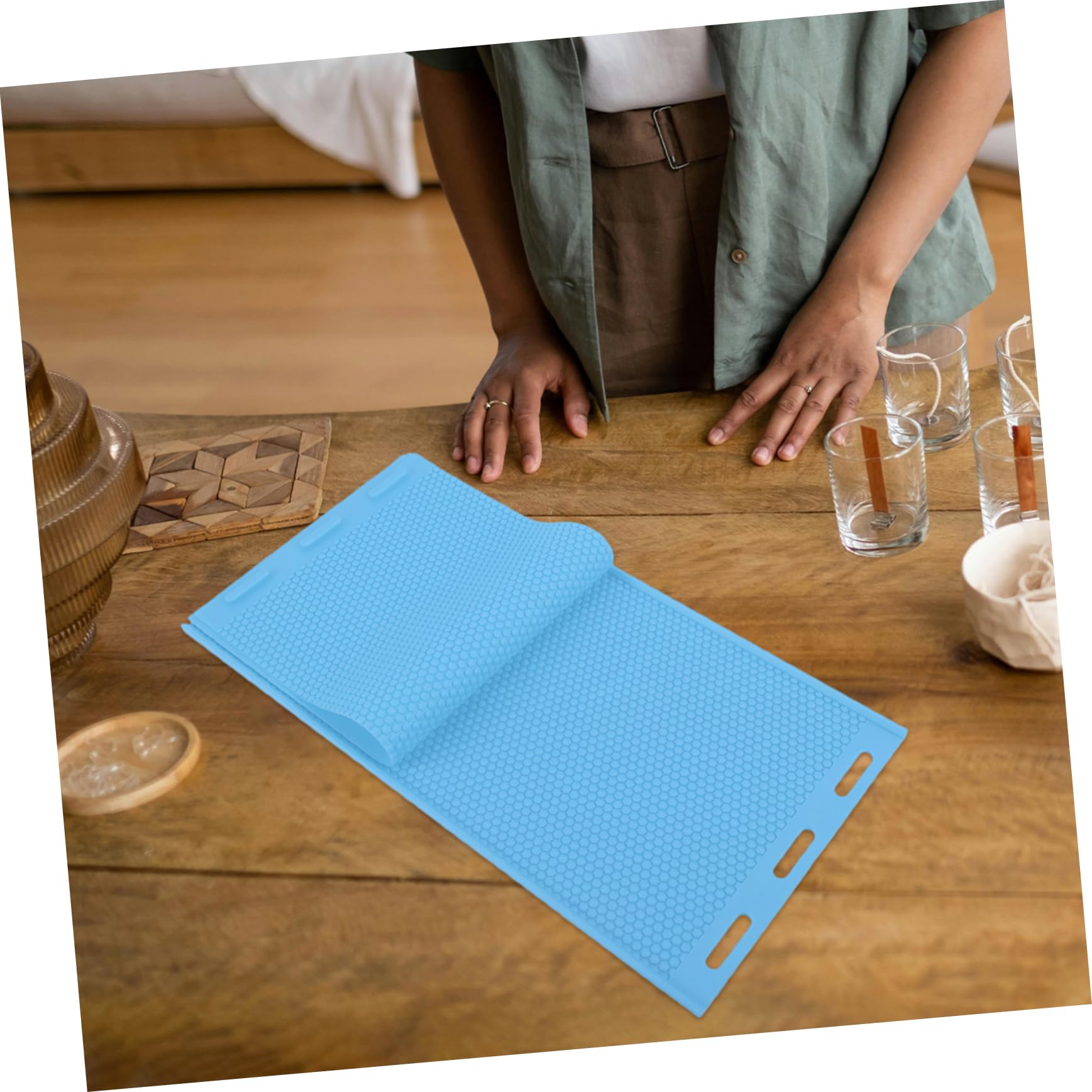 Stampo in Silicone per Fogli di Cera d Api, Riutilizzabile e Facile da Usare, per Apicoltura e Creazione di Candele, Blu