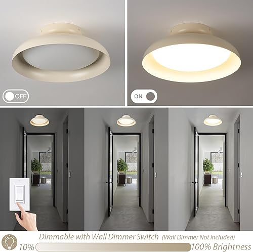 Miniatura 4 de Lámpara de techo LED moderna regulable, lámpara de techo semiempotrada de 15.7 pulgadas, lámpara de ángulo ajustable, acento de latón, para