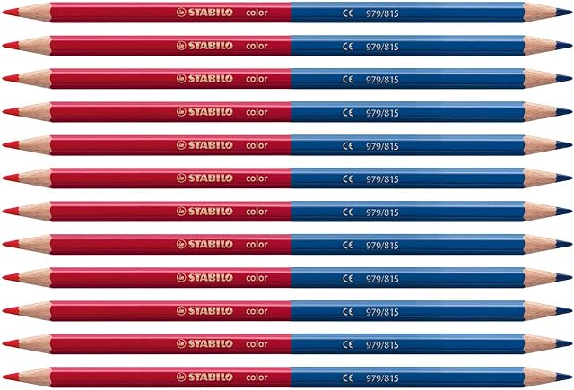 Colouring Pencil - STABILO color - Box of 12 - two-tone Blue/Red