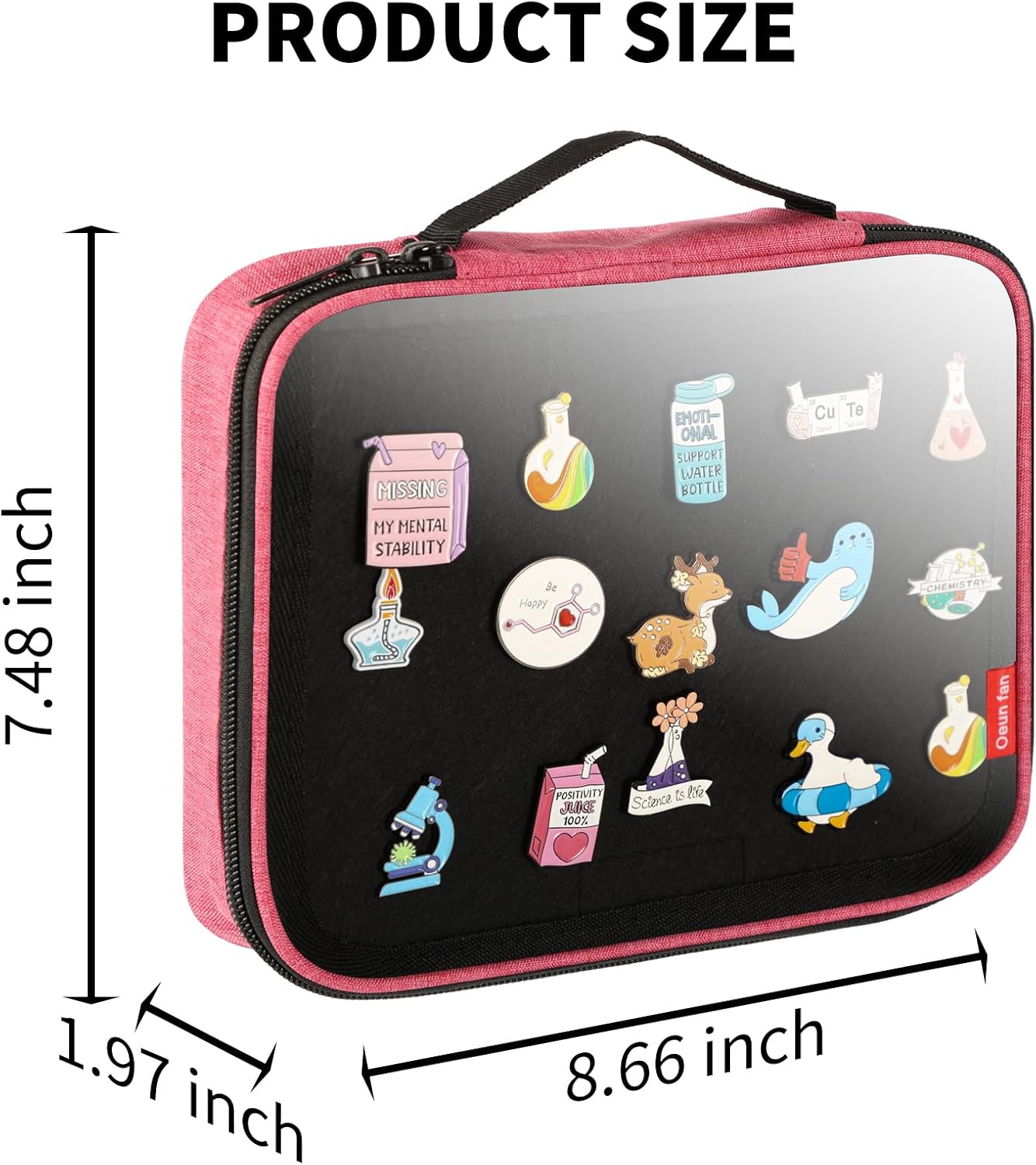Oeun fan Enamel Pin Display Book, Small Collections or Travel Pin Trading Book, Pin Collector Display Bag,6-Page Pin Display Board,Pin Display Case (Rose Red) image 4