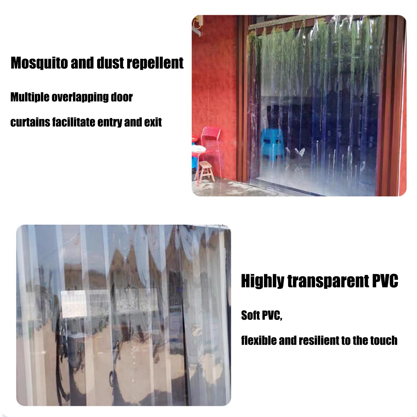Cortina de PVC transparente para puertas frigoríficas y divisorias de 200-300 cm (210 cm, 250 cm)