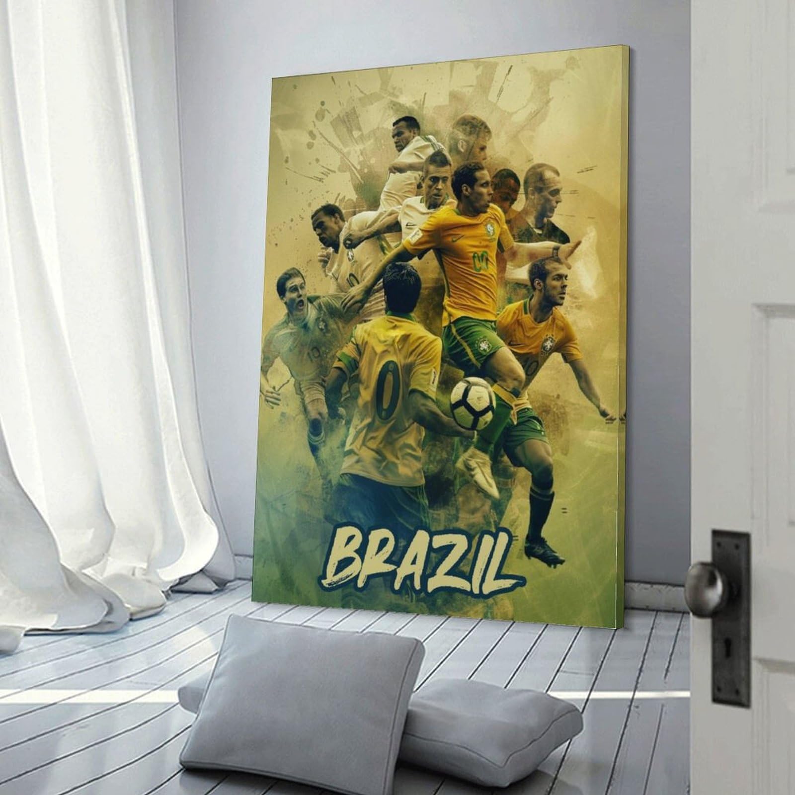 UTGN Poster della squadra di calcio del Brasile, su tela, vivace, decorazione artistica da parete per soggiorno e camera da letto, 40 x 60 cm