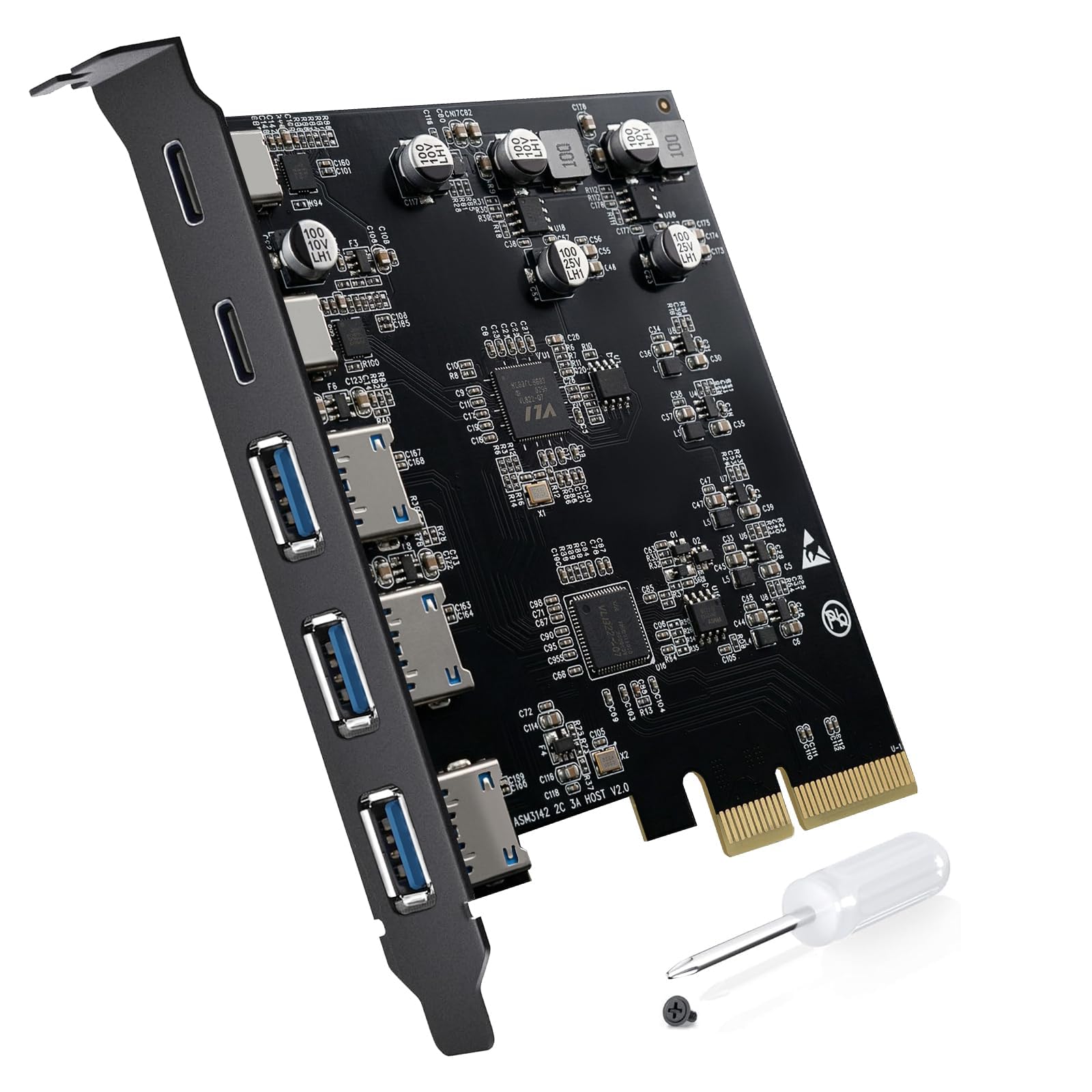 Amazon.co.jp: ZeroneTeck 5ポート PCIe拡張カード USB‑C×2 USB‑A×3