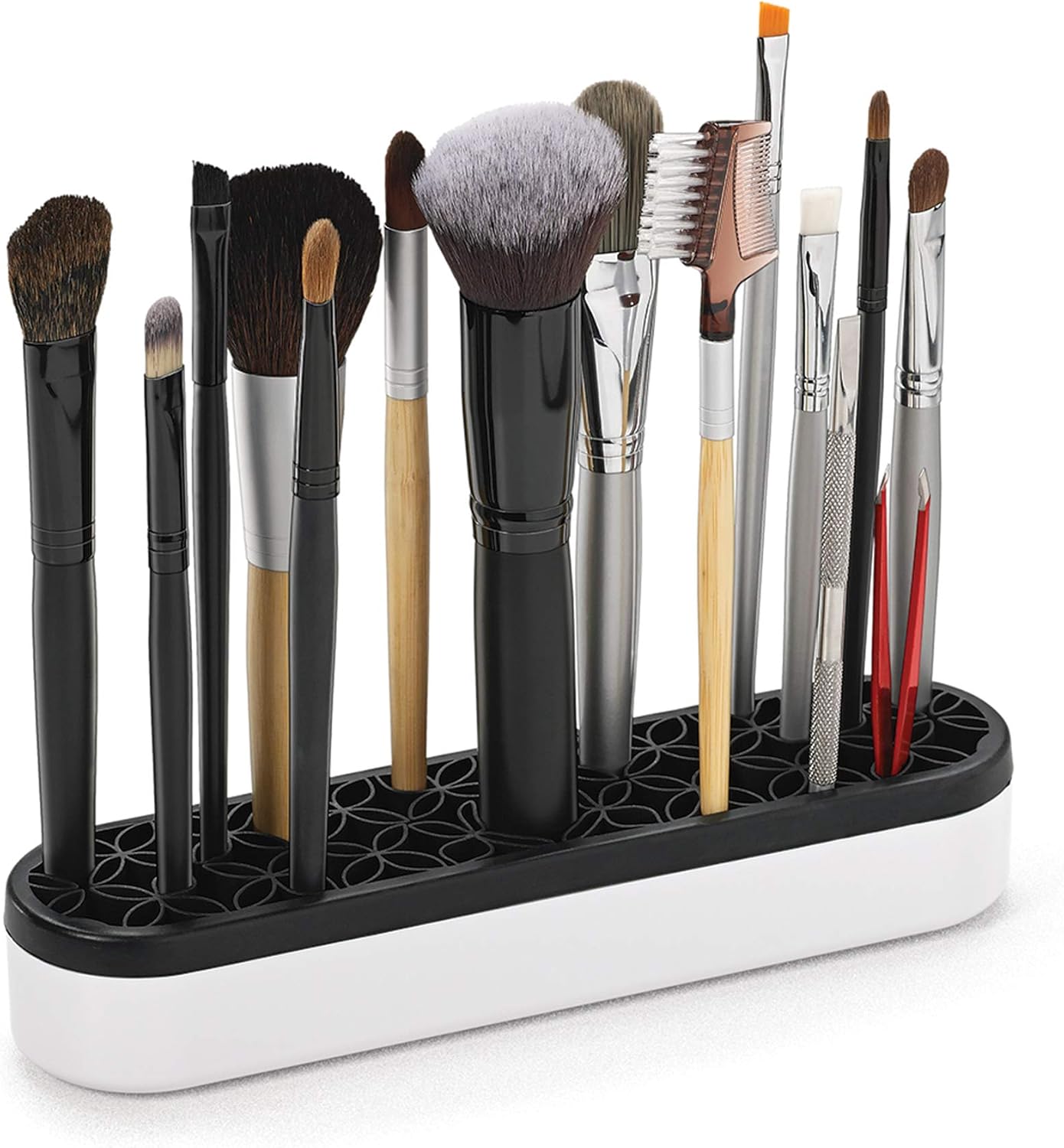 Silicone Makeup Brush Holder: Beauty Tool Organizer, Cosmetic Storage, Sewing and Quilting Notion Stash and Store (Black)