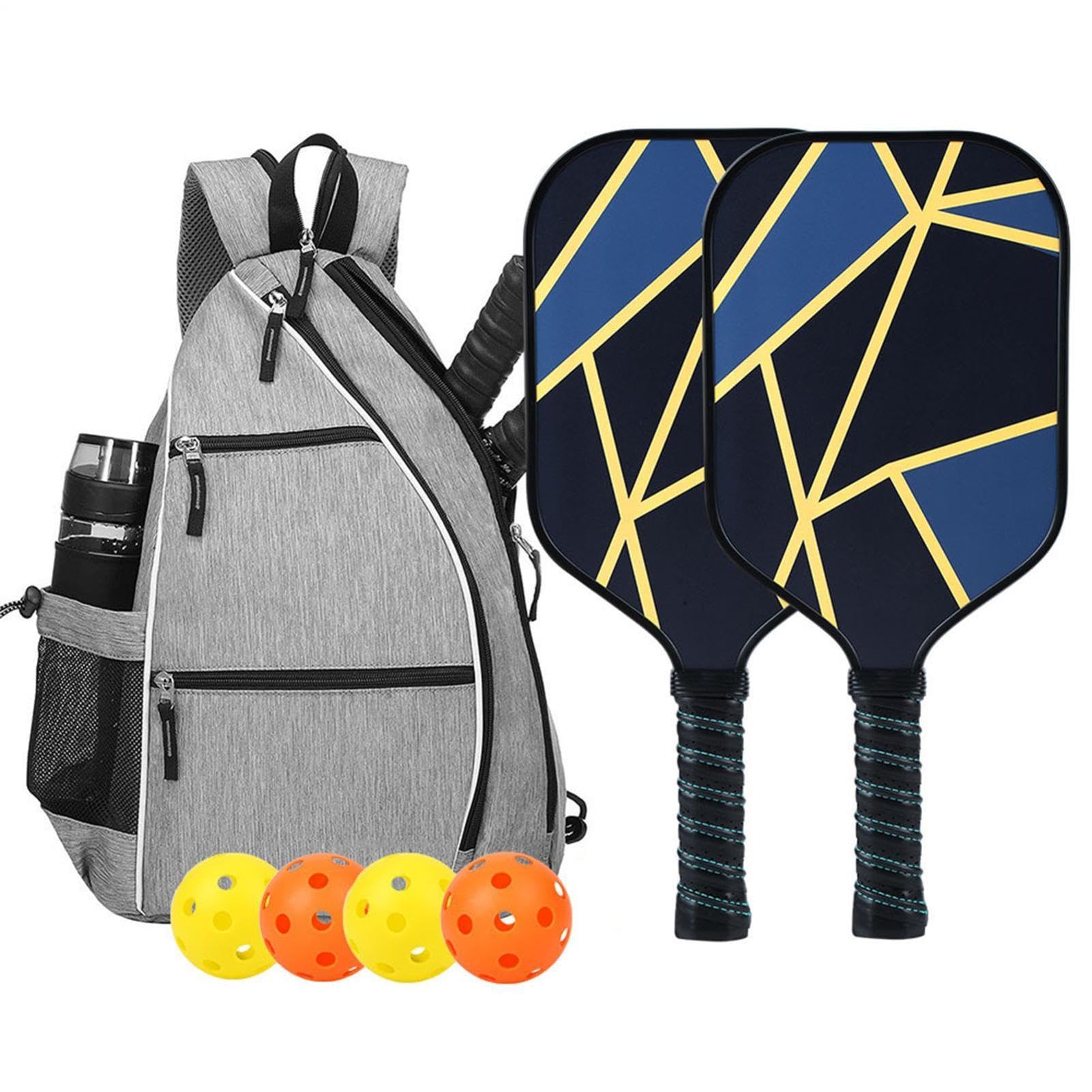 Rakiety do marynat | Wiosła Pickleball z włókna węglowego | przenośny | zestaw rakiet i piłek z włókna szklanego dla dorosłych, starszych, początkujących, wewnątrz, na zewnątrz