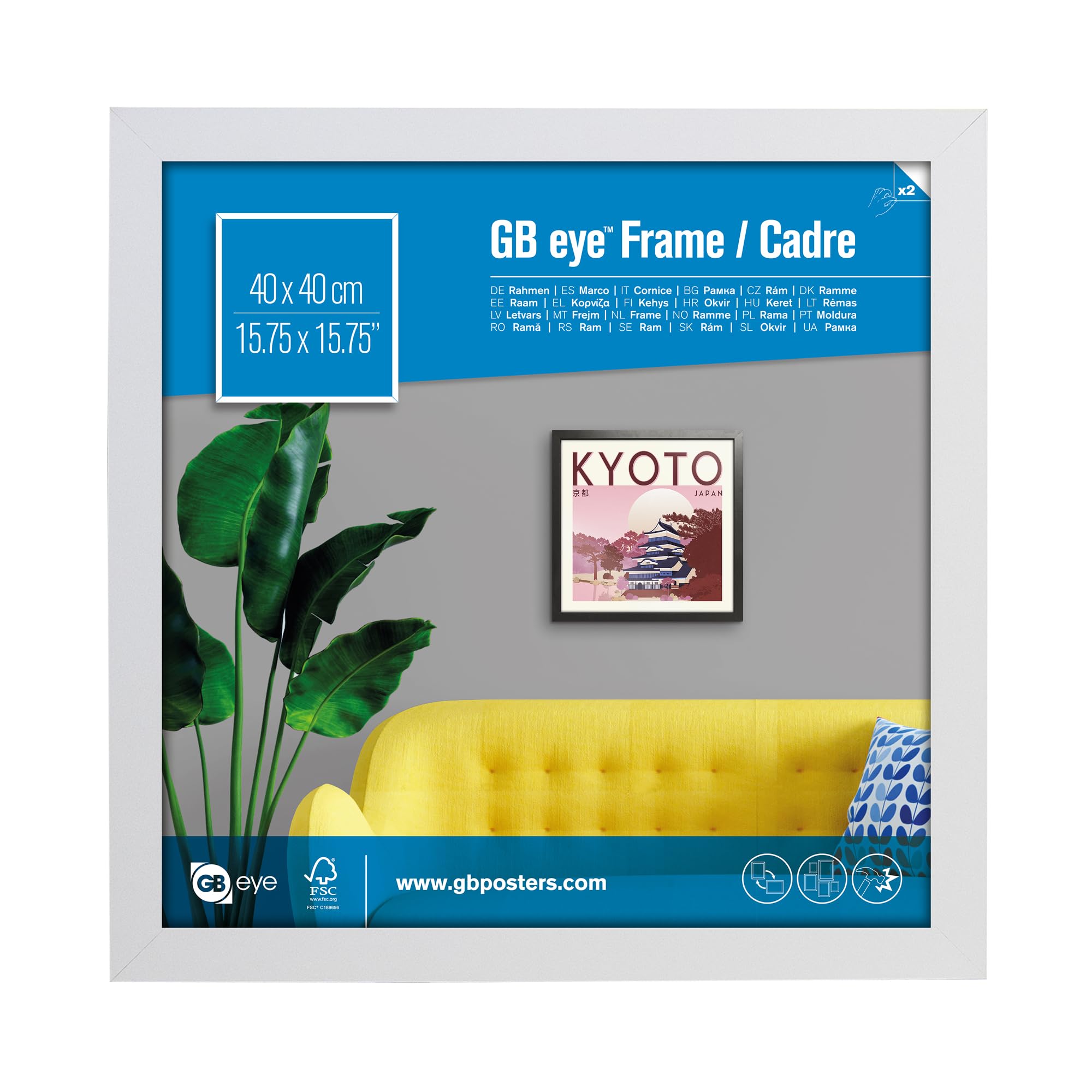 GB eyeLtd FMSCA1WH Art Print Frame, White, 40 x 40 x 0.1 cm