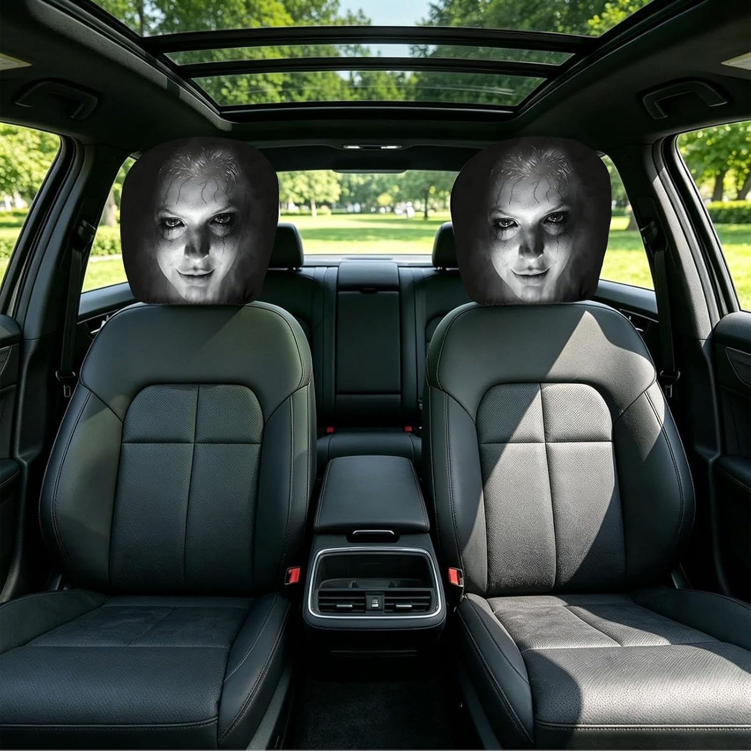 Car Headrest Cover 2-Piece Spooky Washable Halloween Decor image 3