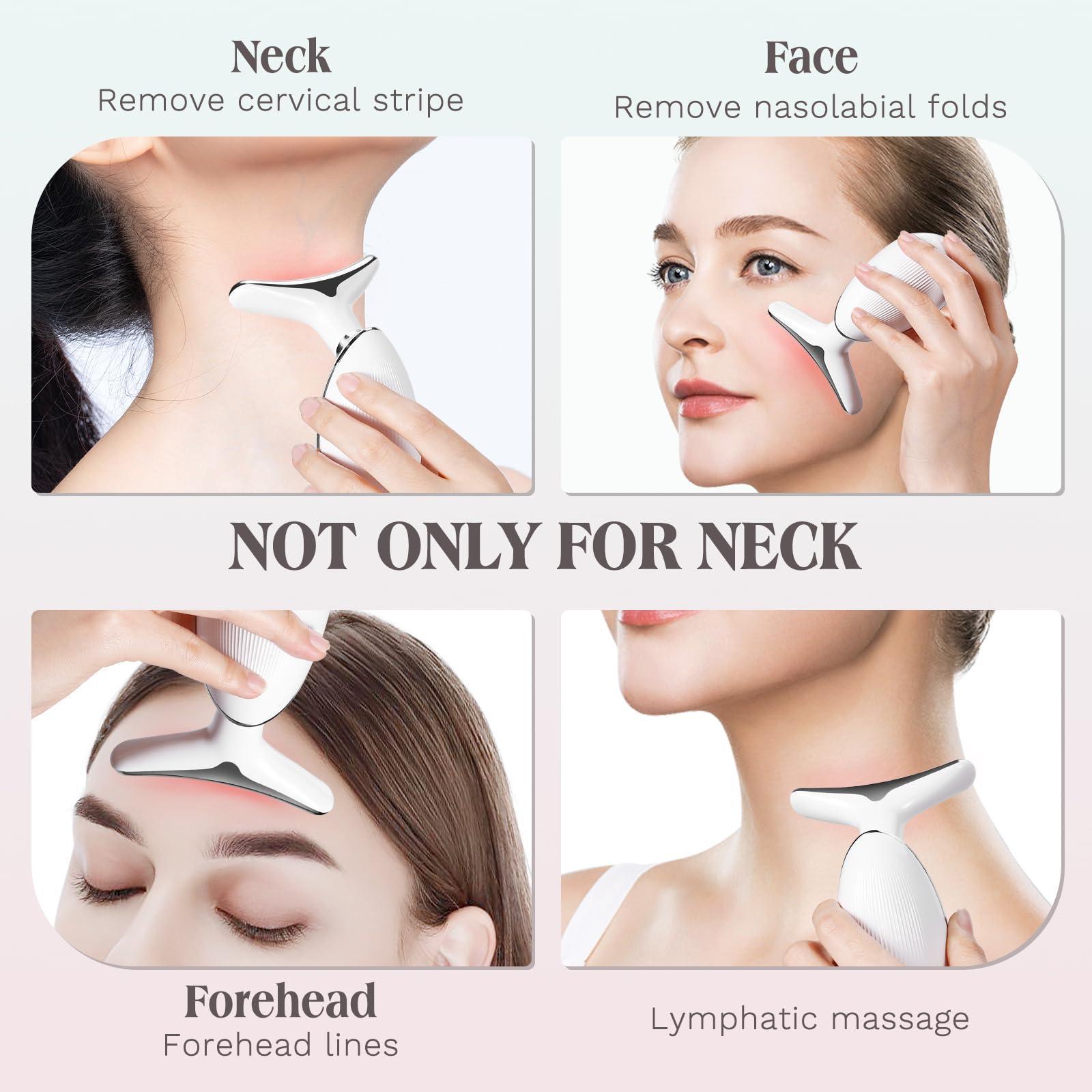 Dispositivo di Bellezza Antirughe, Lifting Massaggiatore per il viso e il collo, Impacco Caldo a 45 ℃ Terapia, Anti Invecchiamento riduce il doppio mento, Rassodamento e Sollevamento Della Pelle