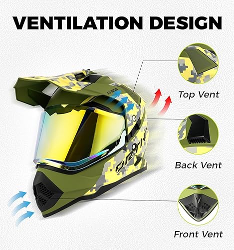 Miniatura 4 de Orthrus Dual Sport Adventure Motorcycle Helmet DOT Certified for Adults, UV Protected Dual Visor & Intercom Slot, ATV UTV Dirt Bike Snowmobile Off