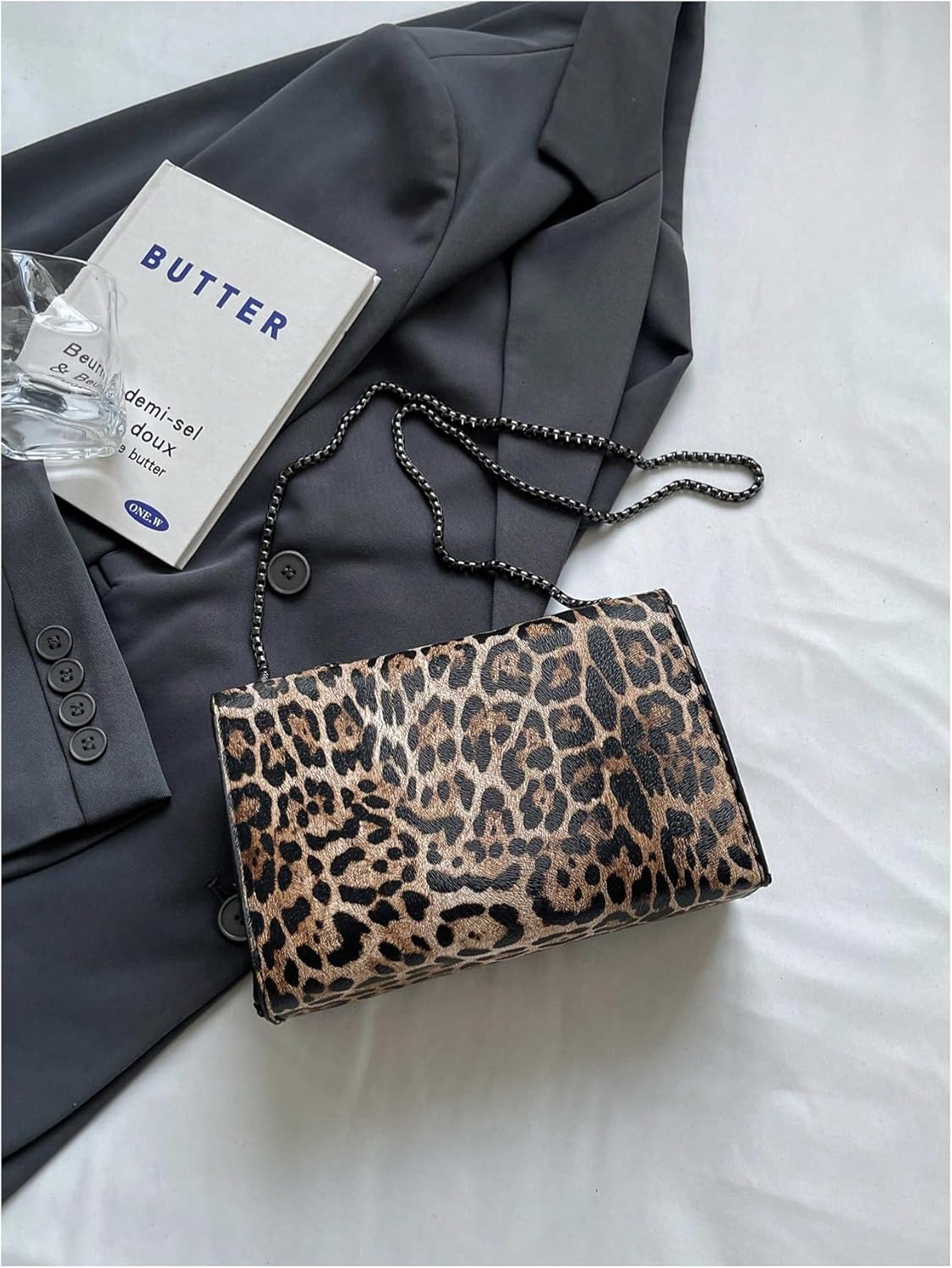 SweatyRocks Women's Leopard Print Flap Shoulder Bag Top Handle Leather Crossbody Purses with Chain Strap - Image 4