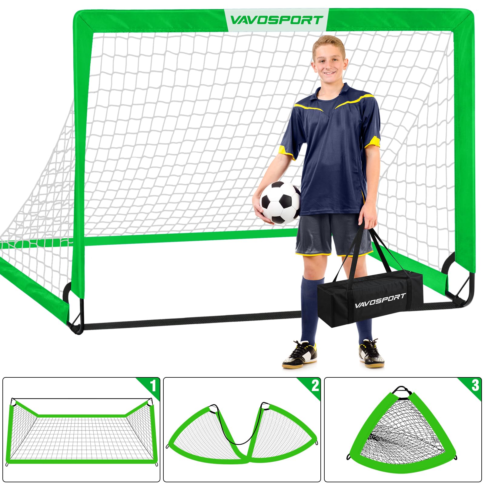 Soccer Goals for Backyard Set - 2 of 5' x 3.6' Portable Soccer Goal Training Equipment, Pop Up Soccer Net with Soccer Ball, Soccer Set for Games, Sports view 4