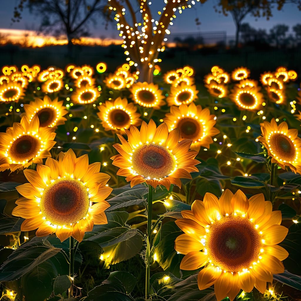 6 Pack Solar Lights Outdoor, Solar Flowers Outdoor Waterproof