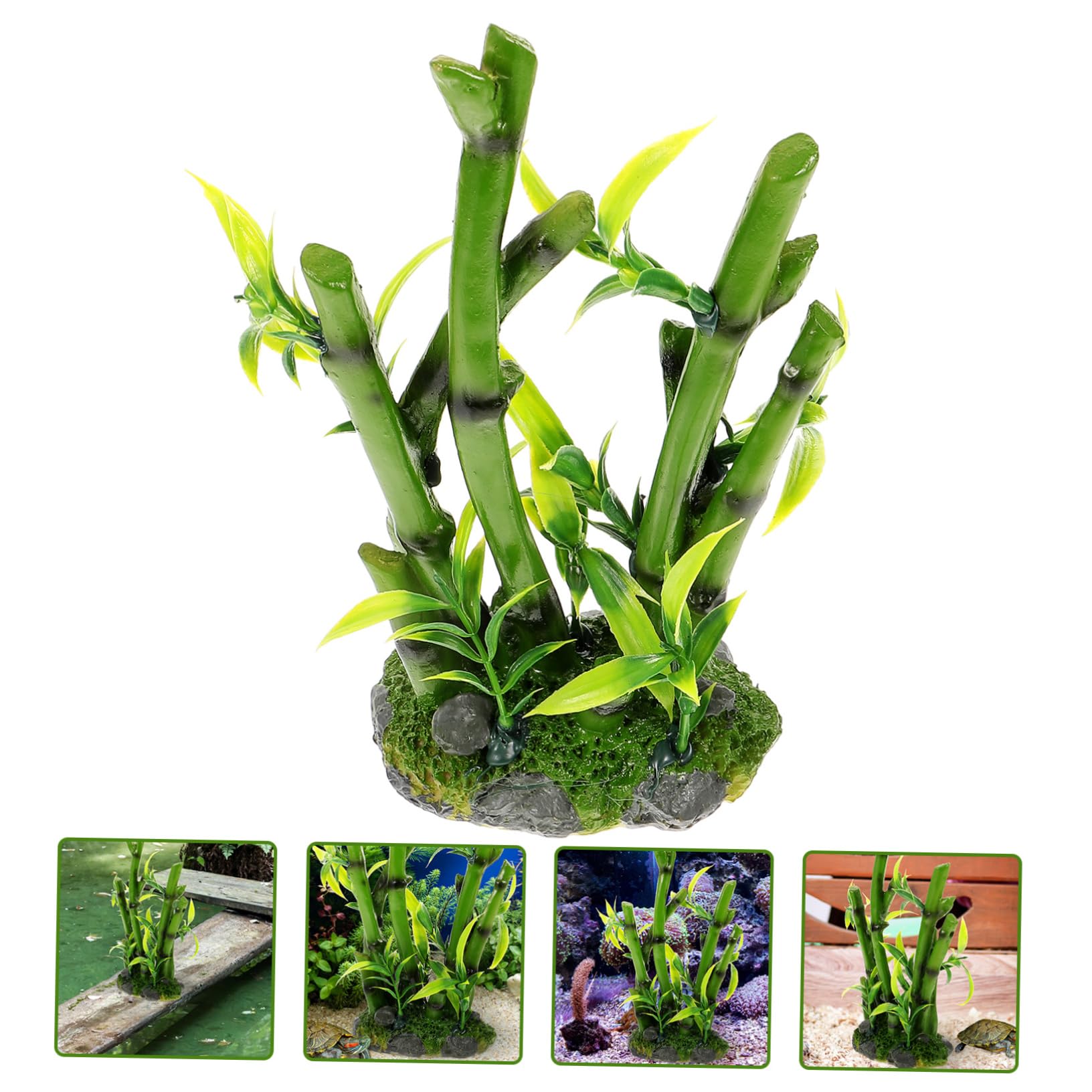 Kisangel 4 Piezas Decoración De Pecera Continuar Planta De Terrario De Reptiles Plantas De Acuario Flotantes Planta De Pecera Artificial Decoraciones De Acuario Árbol Falso Resina Green