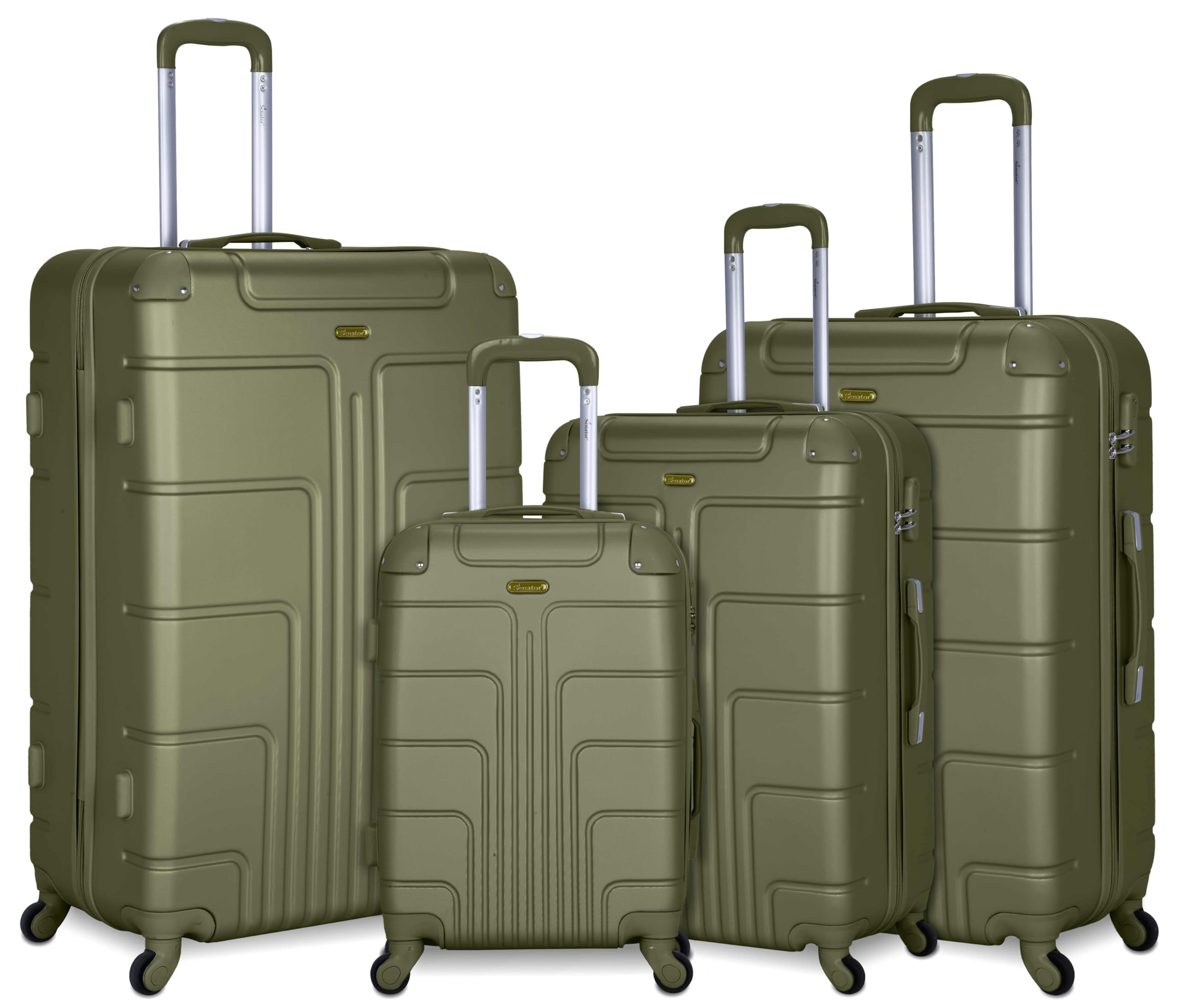 Hard Shell Luggage Set 4-Piece Suit Case on Wheels for Unisex Travel A1012 | ABS Lightweight Hard sided Luggage with Spinner Wheels 4 (Set of 4, Olive)