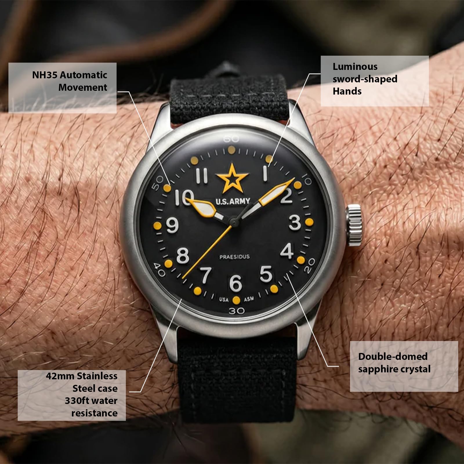 PRAESIDUS | US Army - Orologi da polso da uomo, orologi da uomo - 38mm/42mm regalo, militare