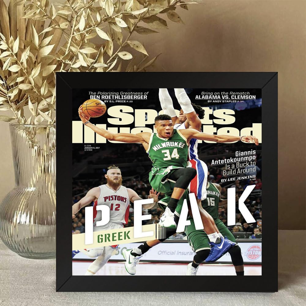 GADGETS WRAP Printed Photo Frame Matte Painting for Home Office Studio Living Room Decoration (10x10inch Black Framed) - Giannis Antetokounmpo