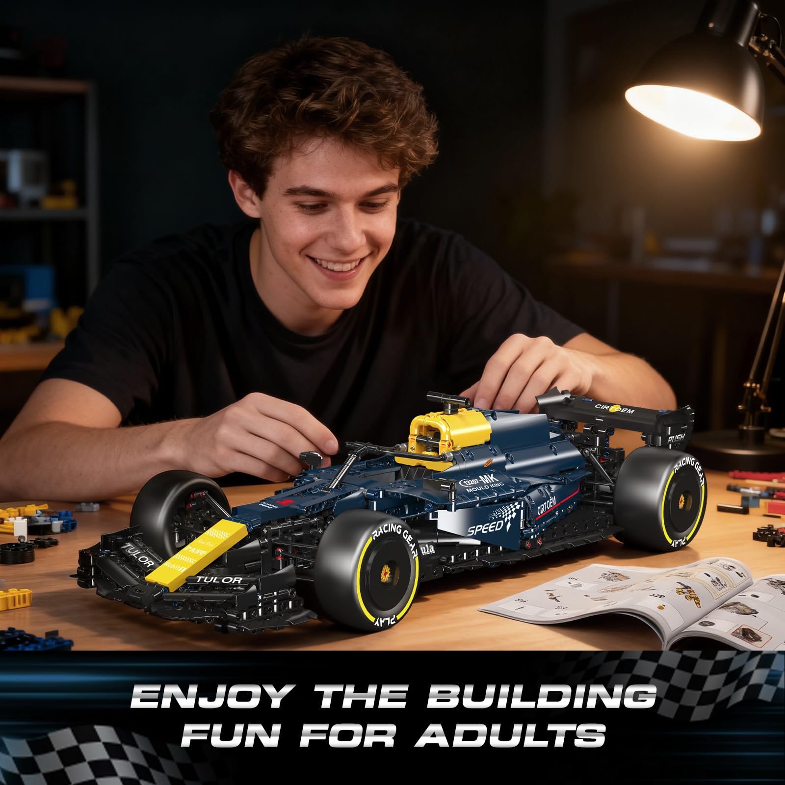 Mould King 13207 Juego de construcción de Coche Deportivo técnico, supercoche estático para exhibición, Modelo Coleccionable de Bloques para 14+, 1810 Piezas