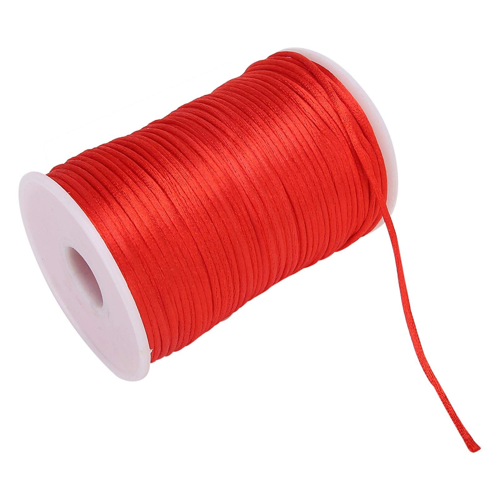 Nylon Trim Cord, Braided Nylon String, 6 Colors Soft 100 Yard Craft Clothing Making for Jewelry Making(Big red)