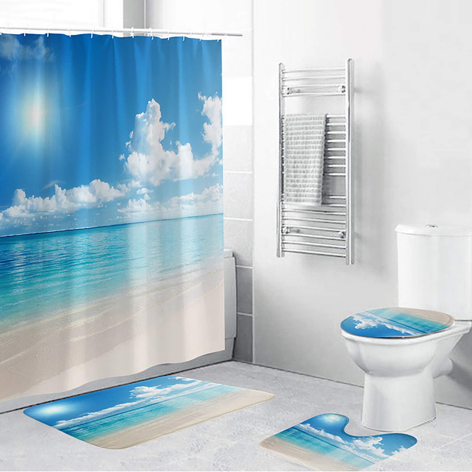 Rideau de douche anti-moisissure et tapis anti-glisse pour salle de bain