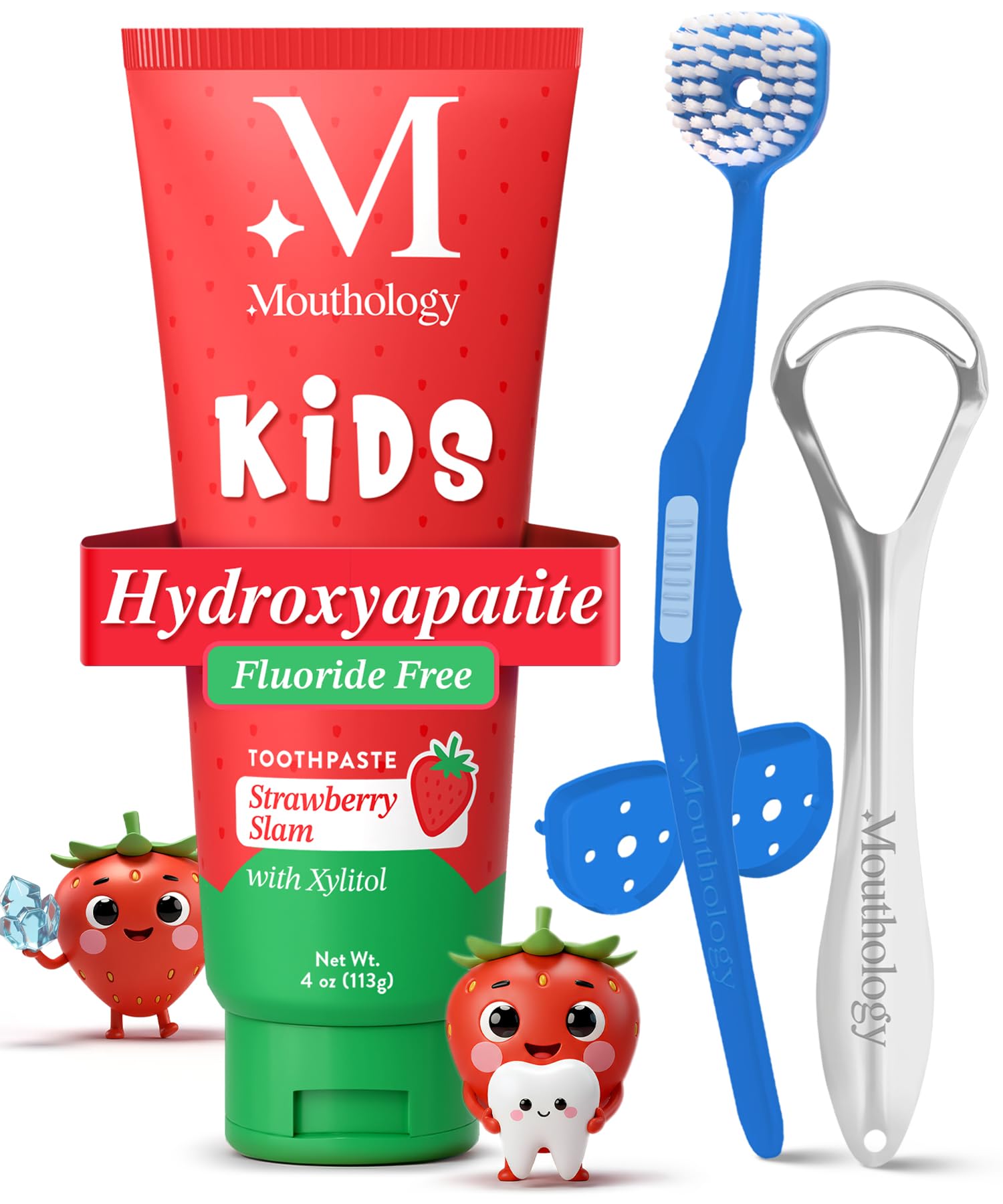 Kid's Strawberry Toothpaste and Tongue Brush Combo Pack