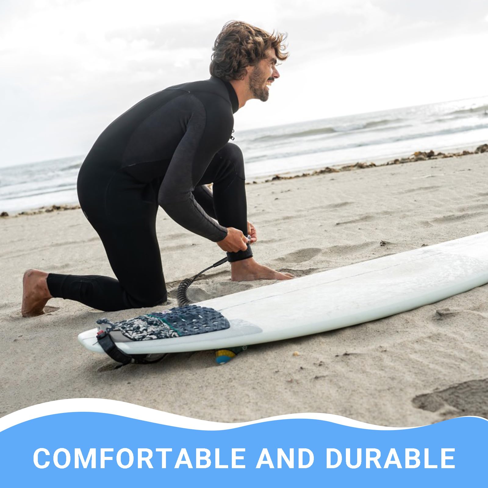 L&W Luck Guinzaglio da Surf, Leash SUP, 5mm Surf Materiale Tup Regolabile e Comodo per Tavola da Surf Paddle Board Kayak Longboard
