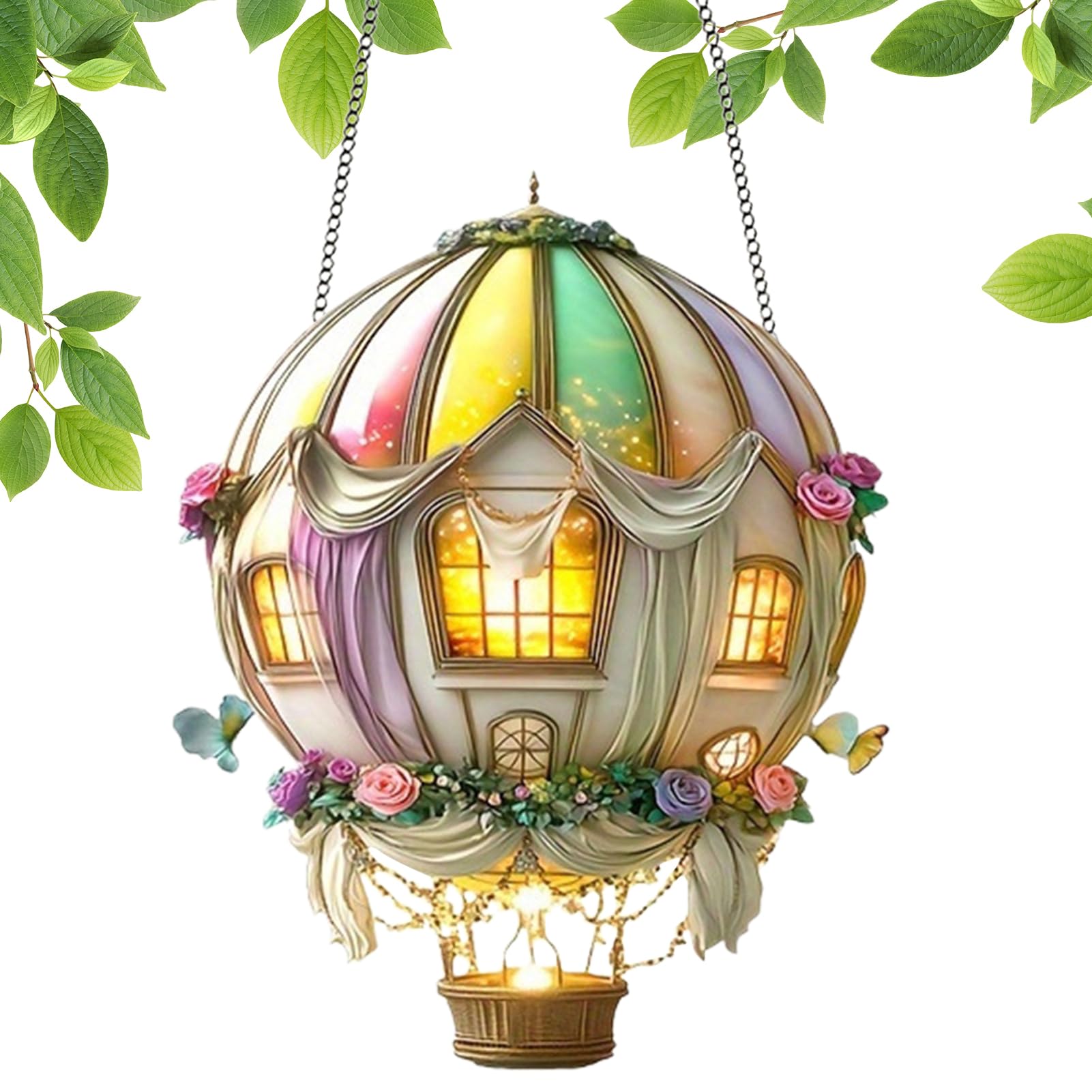 Latarnia Słoneczna Balon Na Ogrzane Powietrze Przenośna Ozdobna Lampa | 2D Dekoracyjna i Świecąca Lampa przeznaczona dla Mam i Kobiet, do Tarasów, Ogrodów, Ścieżek, Werand, na Przyjęcia o