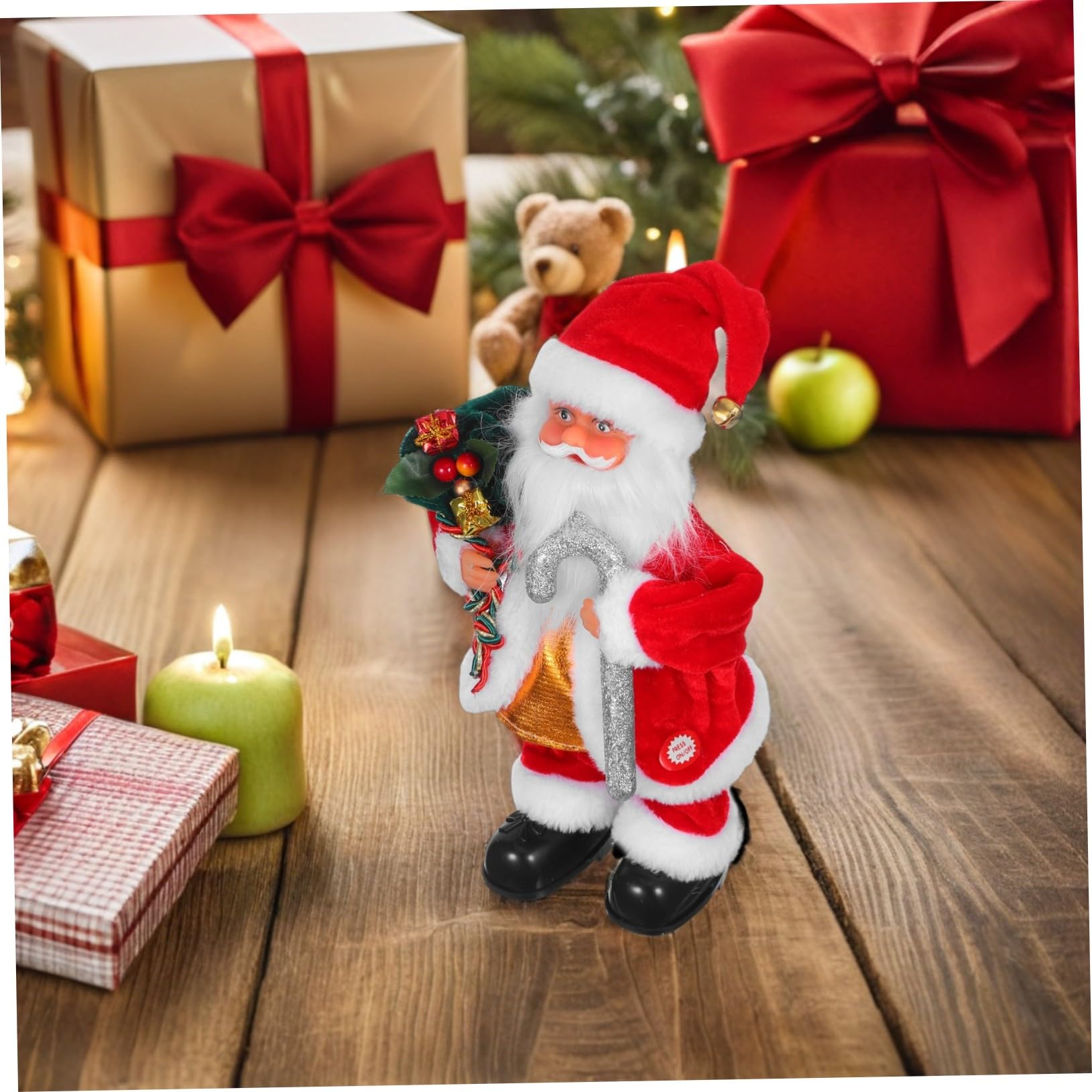 HEMOTON Muñeco Eléctrico de Papá Noel con Música Decoración Navideña para Fiestas Juguete Seguro y Decorativo para Festivo