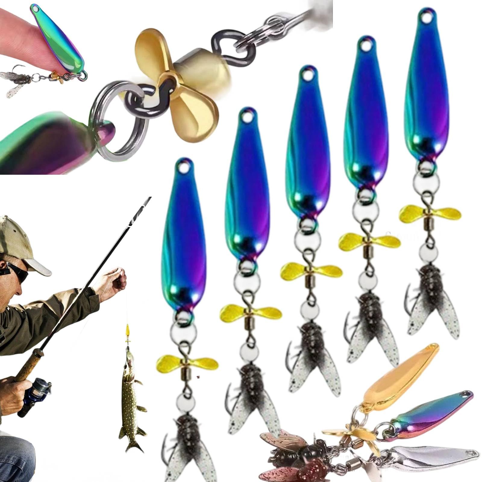 Leurre de pêche à hélice en métal pour attraper des poissons, hélice rotative à la mouche, appât souple à paillettes métalliques, appât de pêche à la mouche bionique avec hélices, livré avec parfum