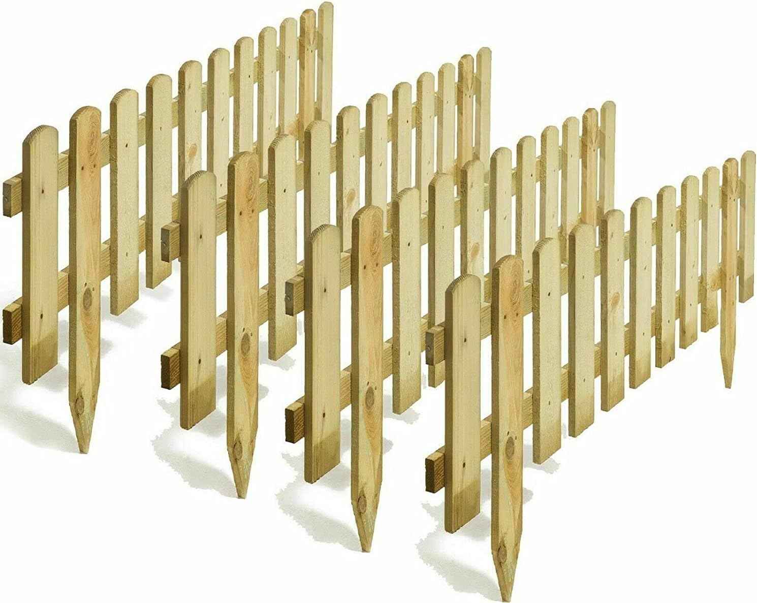 AAMEN 4-Pcs Wooden freestanding Picket Fence Panels - Natural Wood Color Decorative Logs For Lawn, Backyard, Garden Edging Border - Composite Fence Panels 120 x 3 x 30cm (Approx.)