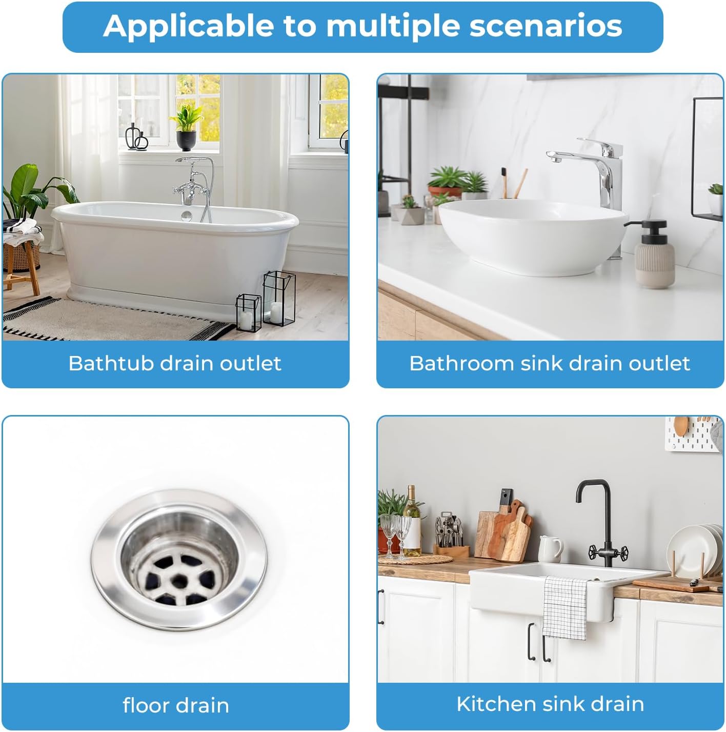 Tub drain removal tool, Remove the damaged, corroded or rusted drainage extractor, applicable to 3/8-inch ratchet wrench - sliver