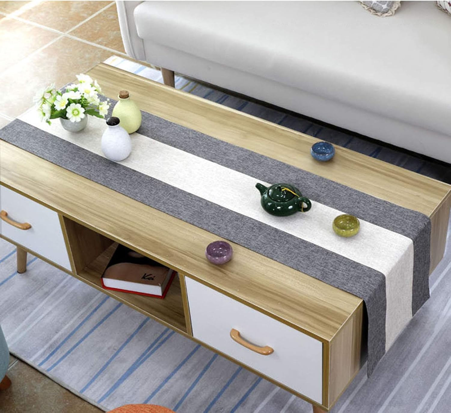 Beige and Brown Table Runners, Table Runner Farmhouse Style for Dining, Foyer, Console Gold Coffee Tables (Size: 32 x 260 cm) (32 x 200 cm)