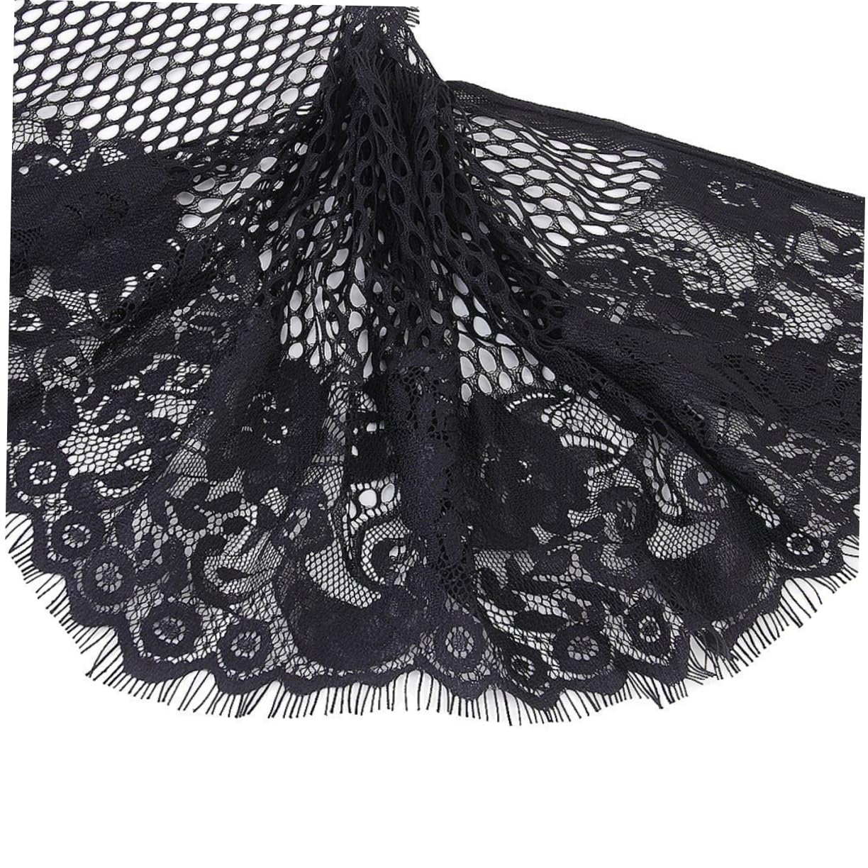SHINEOFI 3piezas Encaje Negro De Yardas Ribete Floral Para Manualidades y Costura Para Ropa Disfraces y Cortinas De Material