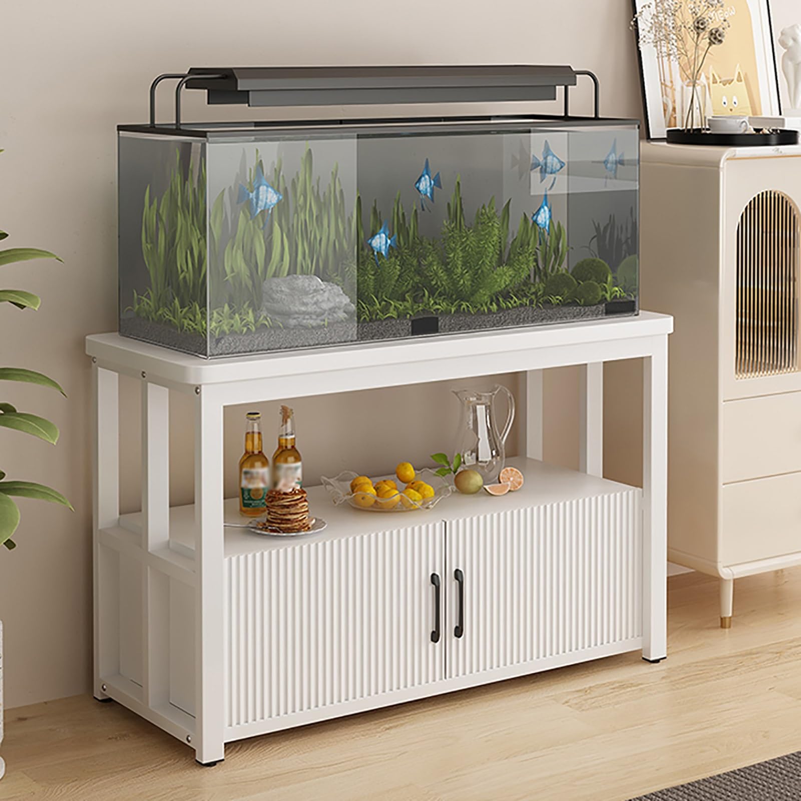 Sturdy Aquarium Stand with Storage Cabinet, High Load-Bearing Capacity for Fish and Reptile Tanks