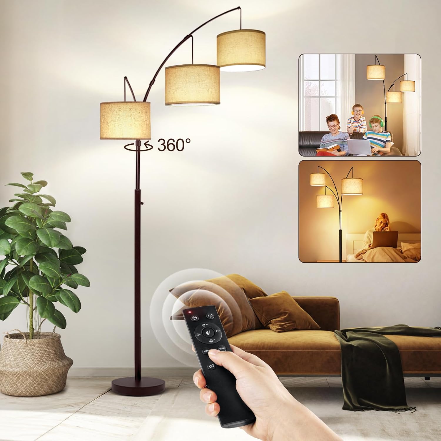OUTON Floor Lamp showing 360 degree rotatable branches