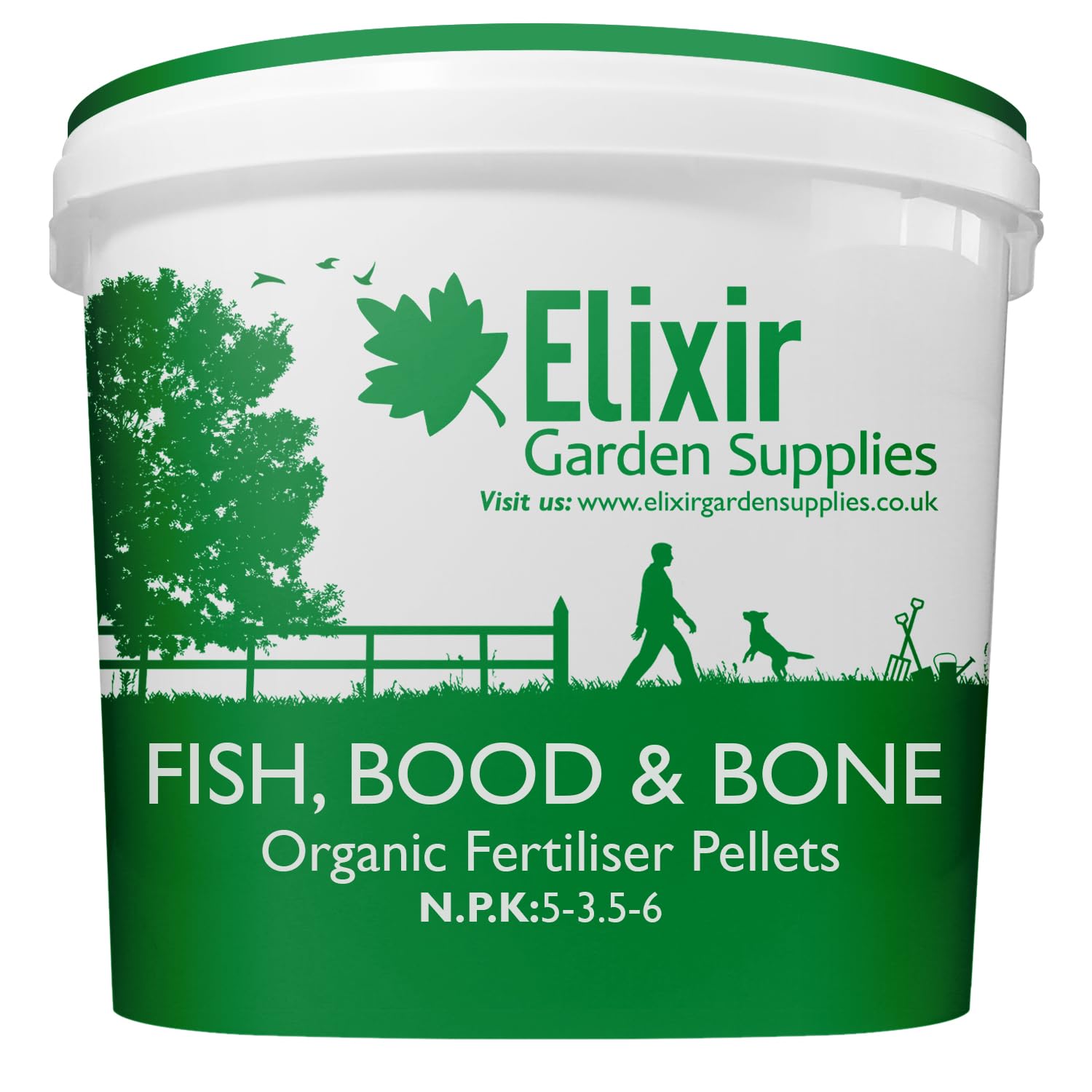 Elixir Gardens Pelleted Organic Fertiliser Resealable Airtight Tubs (Fish Blood & Bone 5kg)