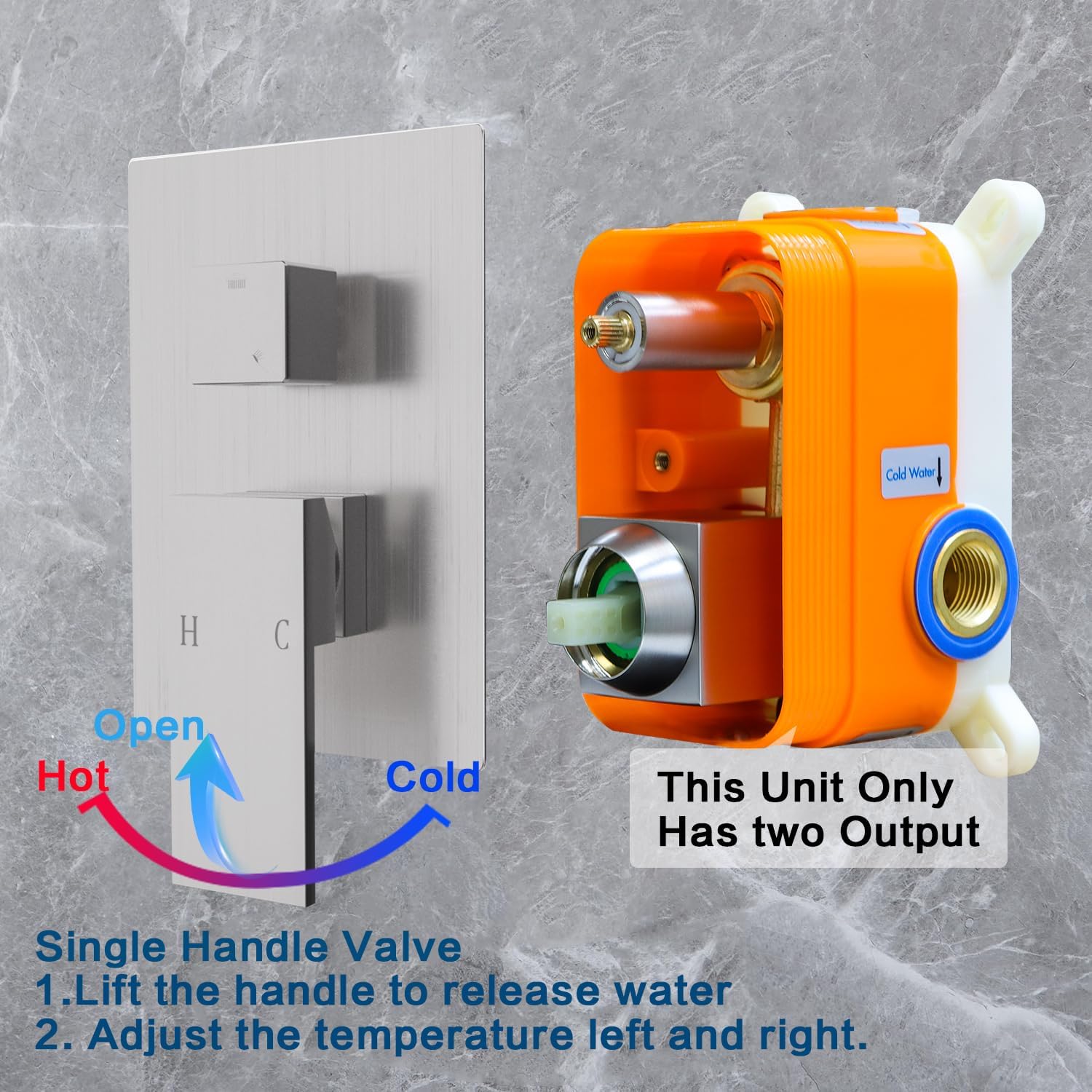 Enga 2-Way Shower Mixer Valve, Dual Function Shower Diverter, Brushed Nickel