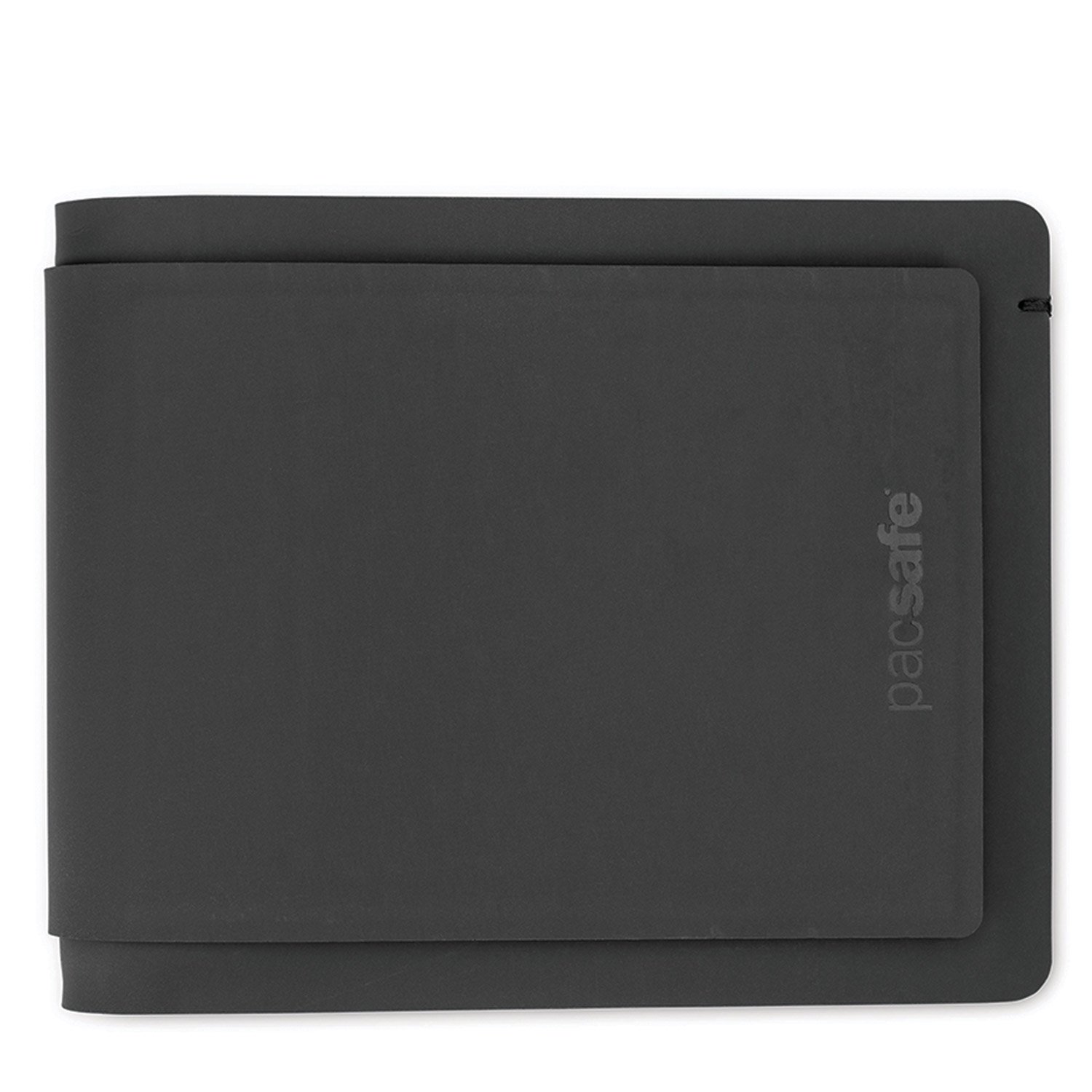 Pacsafe RFIDsafe TEC Bifold Wallet Plus für bis zu 13 Kreditkarten, 7 Easy Access Steckfächer, Portemonnaie mit Anti-Diebstahl Schutz, schmaler PU Geldbeutel, Geldbörse mit RFID, Schwarz/Grau