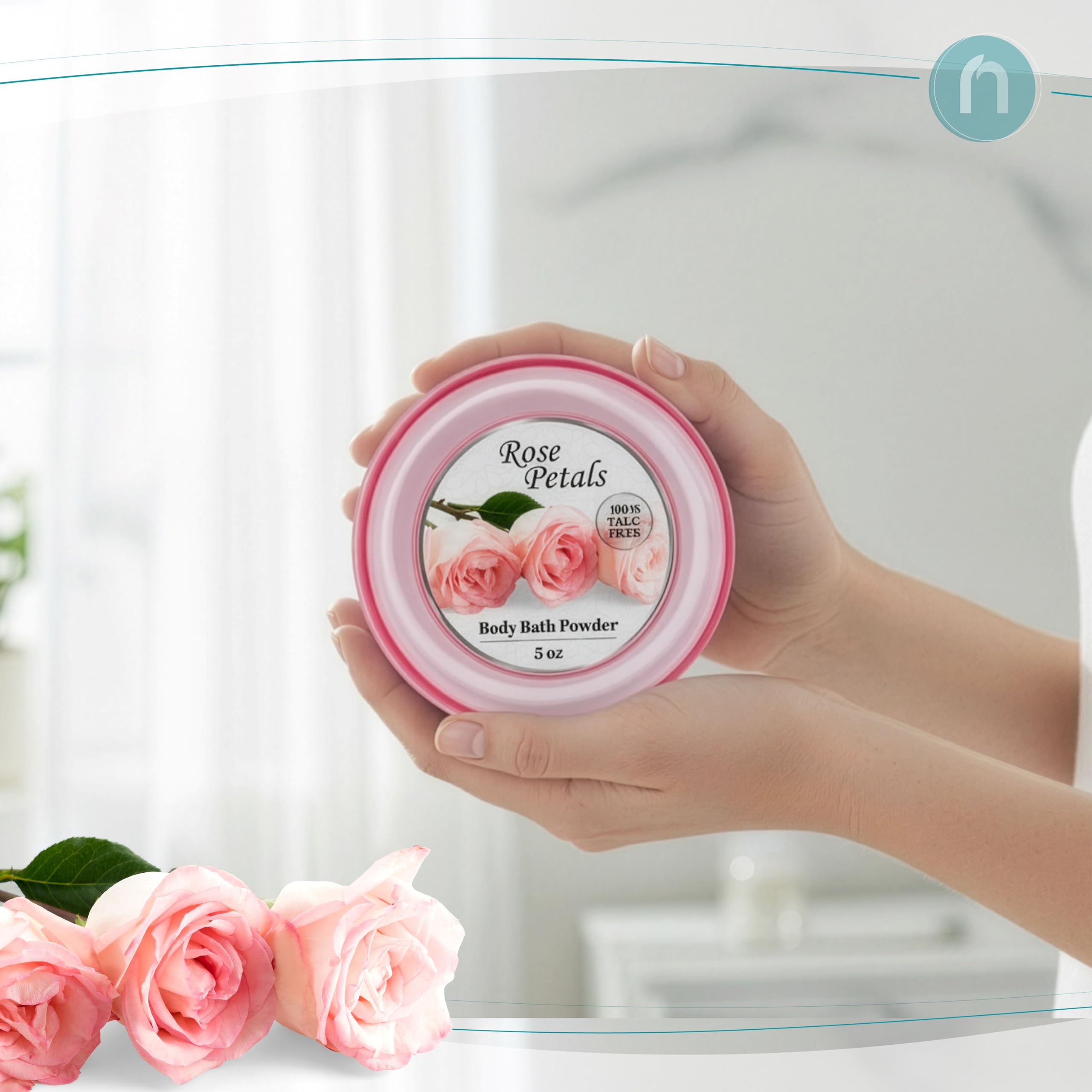 R-NEU Polvo Corporal para Mujer 10 onzas, Libre de Talco, Perfumado de Pétalos de Rosa, Extra Grande