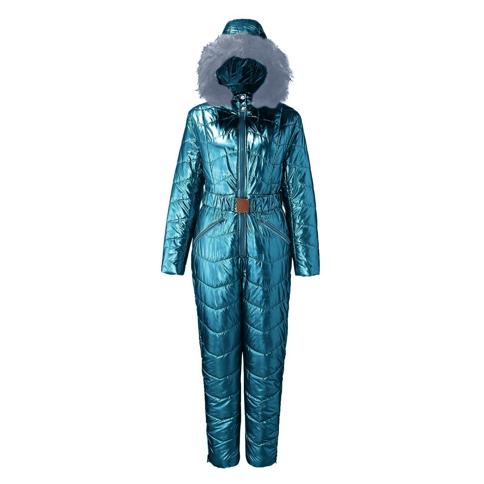 Ropa de esquí para mujer, trajes de nieve para mujer, pantalones deportivos al aire libre, traje de esquí resistente al viento, traje de nieve con capucha, casual, color sólido, traje de esquí de una