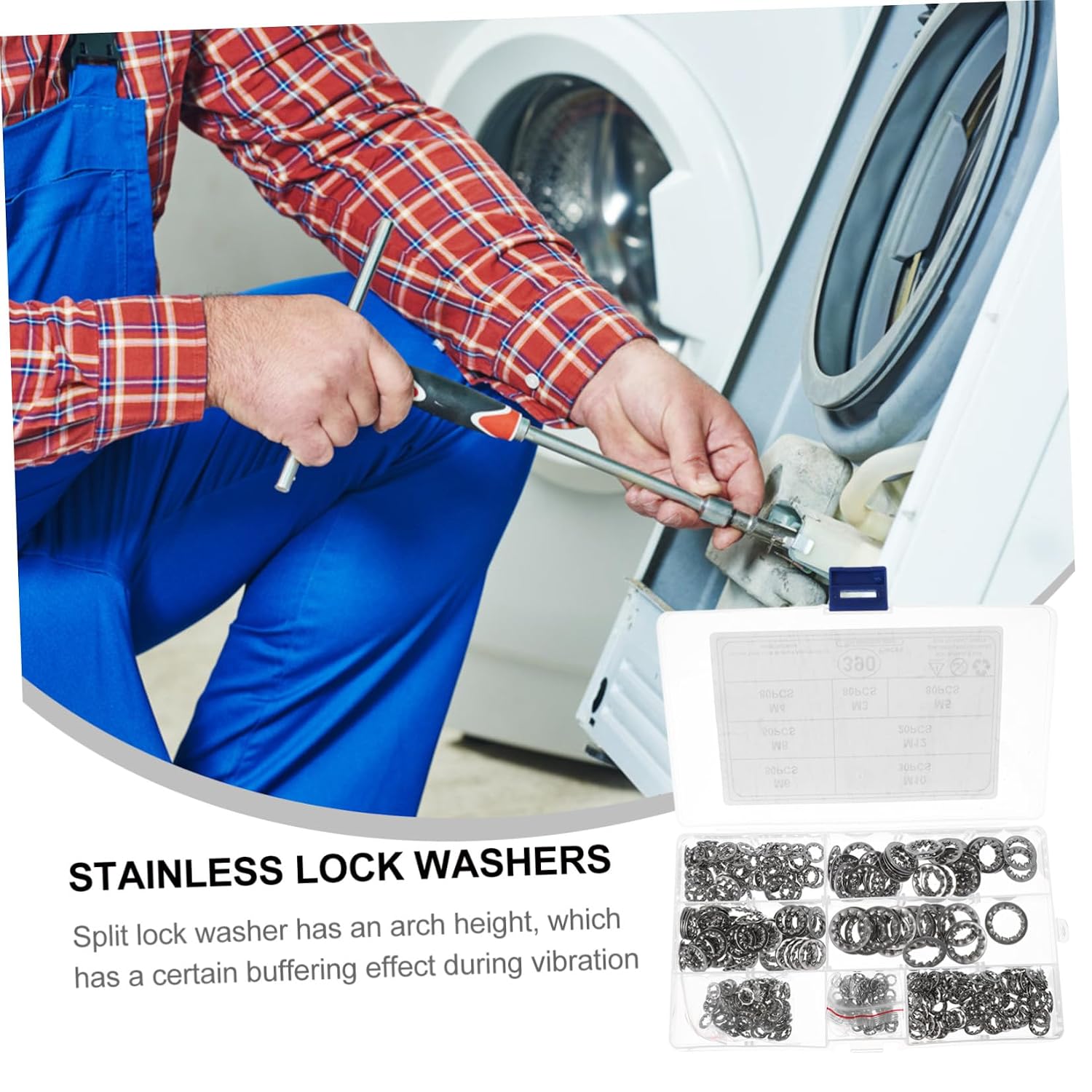 390pcs Internal Tooth Serrated Locking Washers Assortment M3-m10 Stainless Steel Push-on Fasteners Kit for Industrial and Mechanical Applications