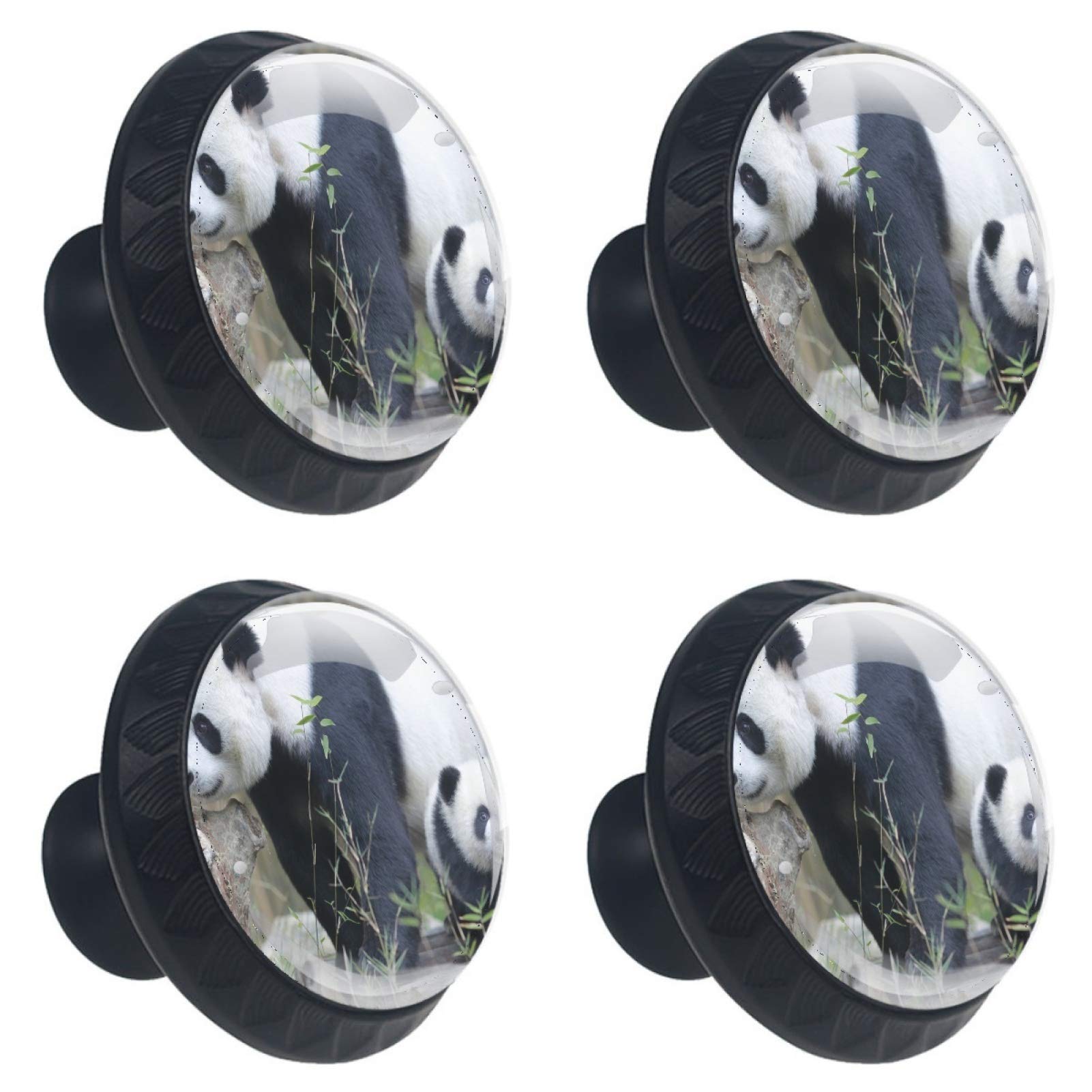 Boutons de meuble panda en verre pour décorer la commode de chambre